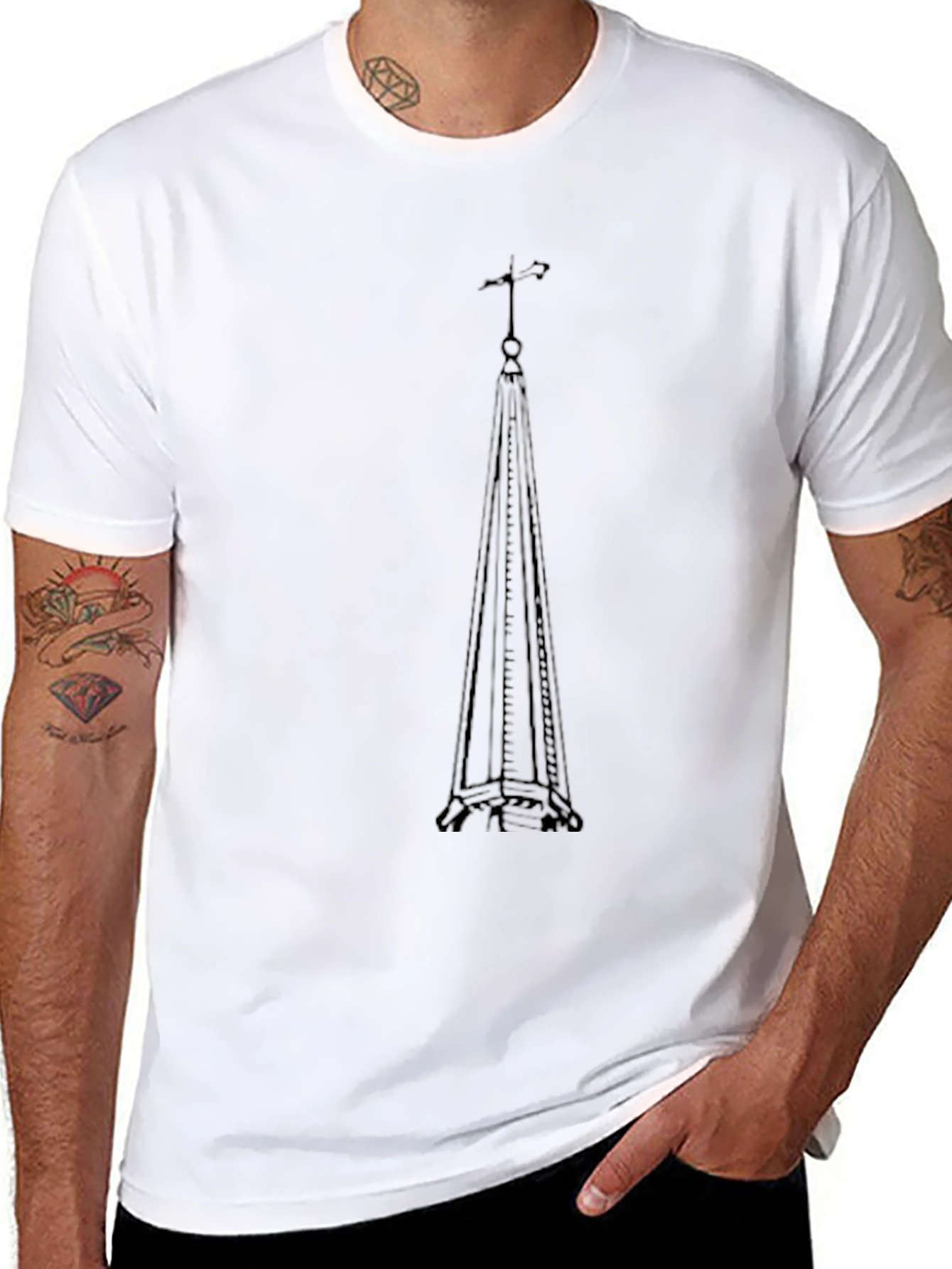 Eiffel Tower Silhouette Graphic Tee - Black Cotton Blend