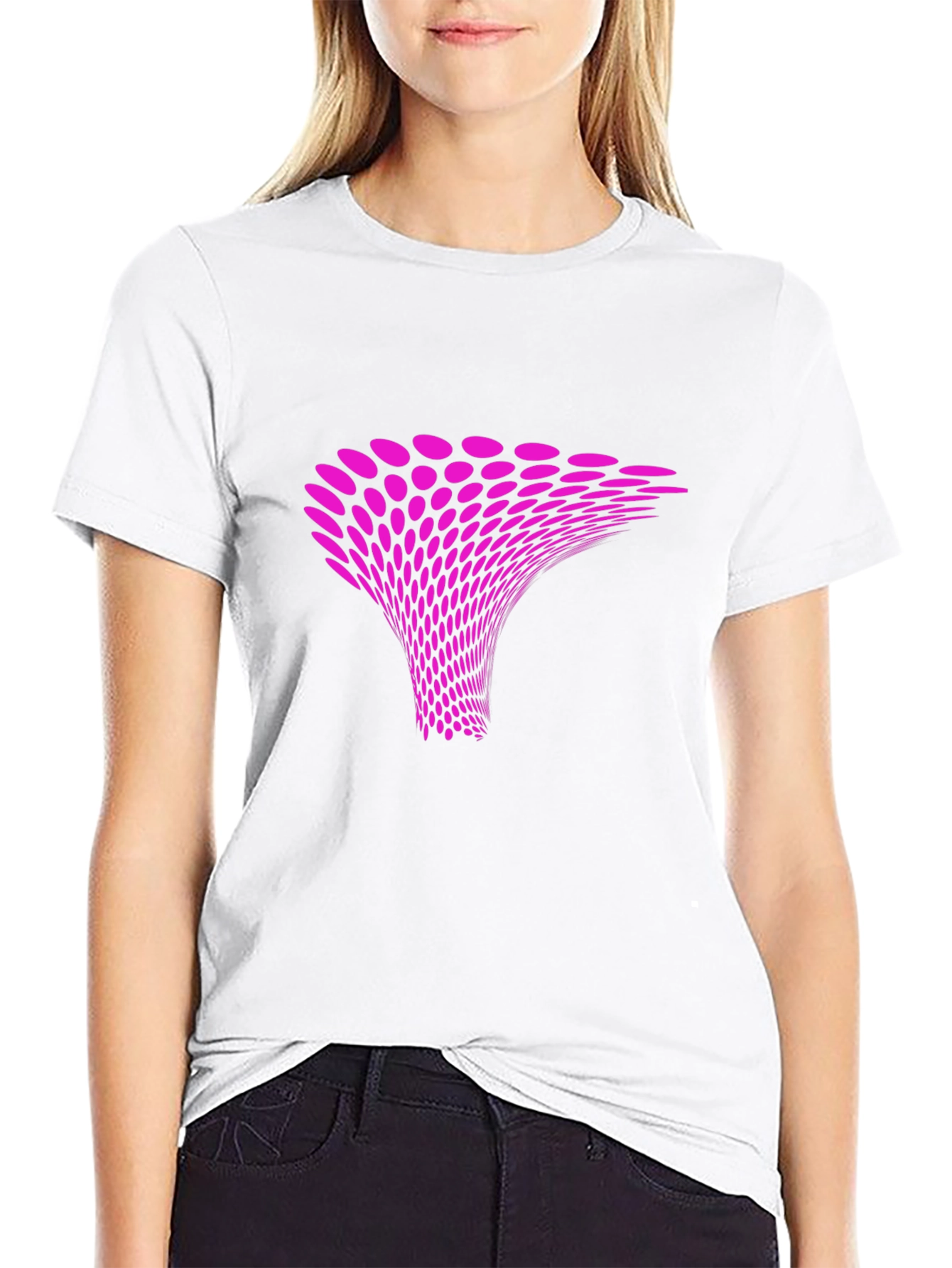 Abstract Pink Vortex Graphic Black T-Shirt