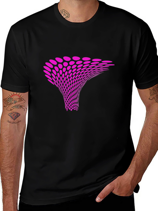 Abstract Pink Vortex Graphic Black T-Shirt