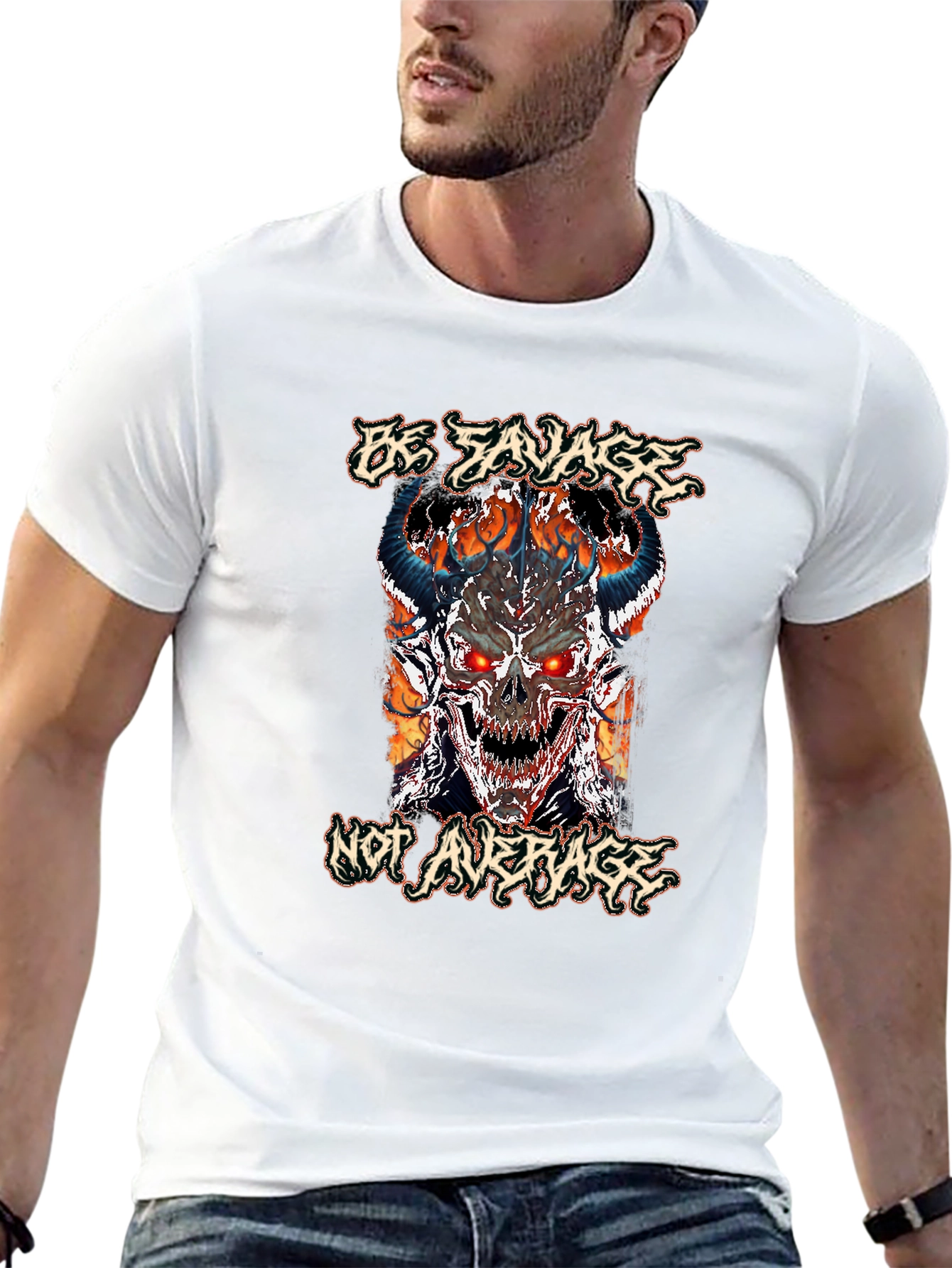 Be Savage T-Shirt: Demon Skull Graphic Tee