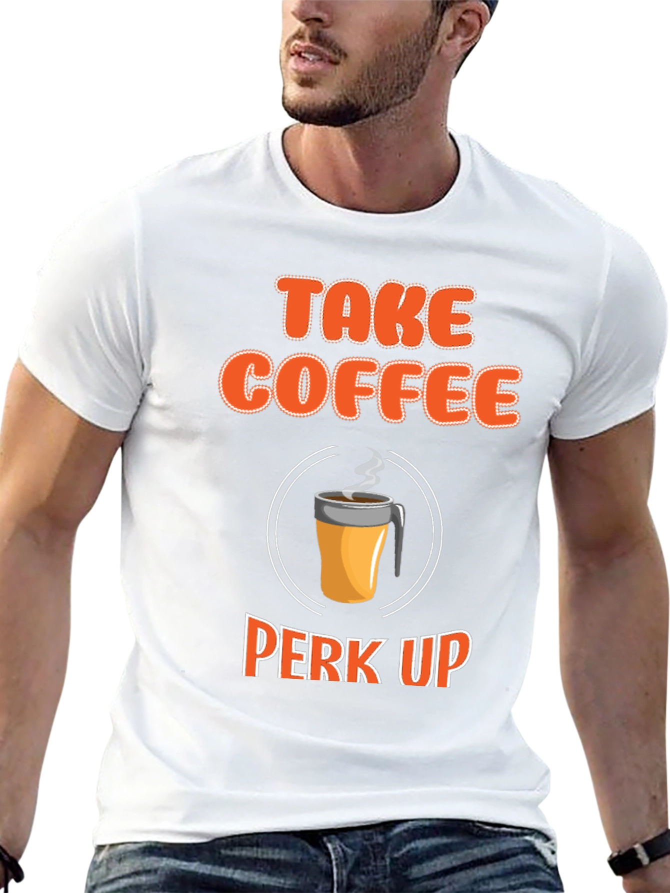 Take Coffee Perk Up Black Graphic Tee