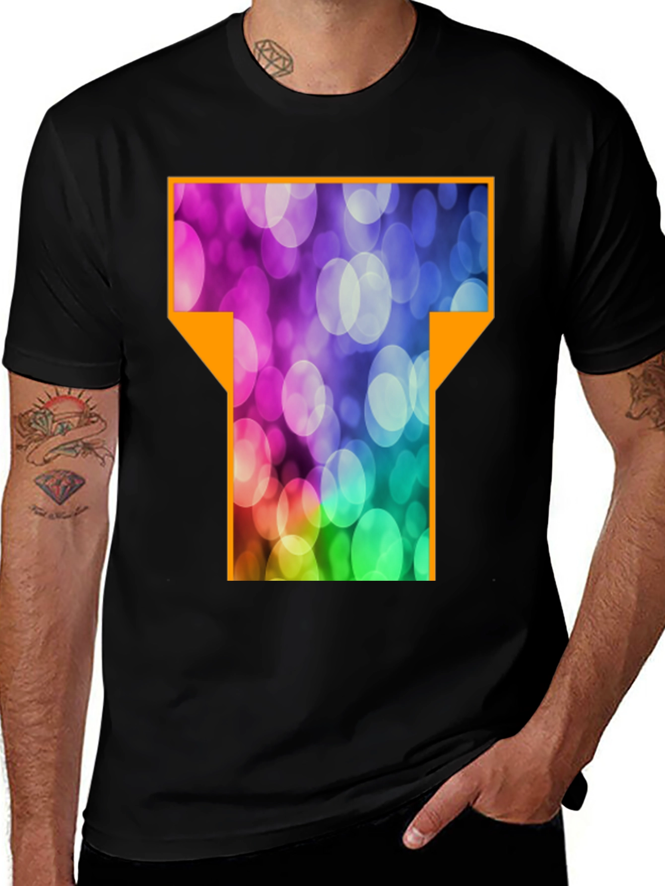 Abstract T-Shirt - Black Cotton Blend