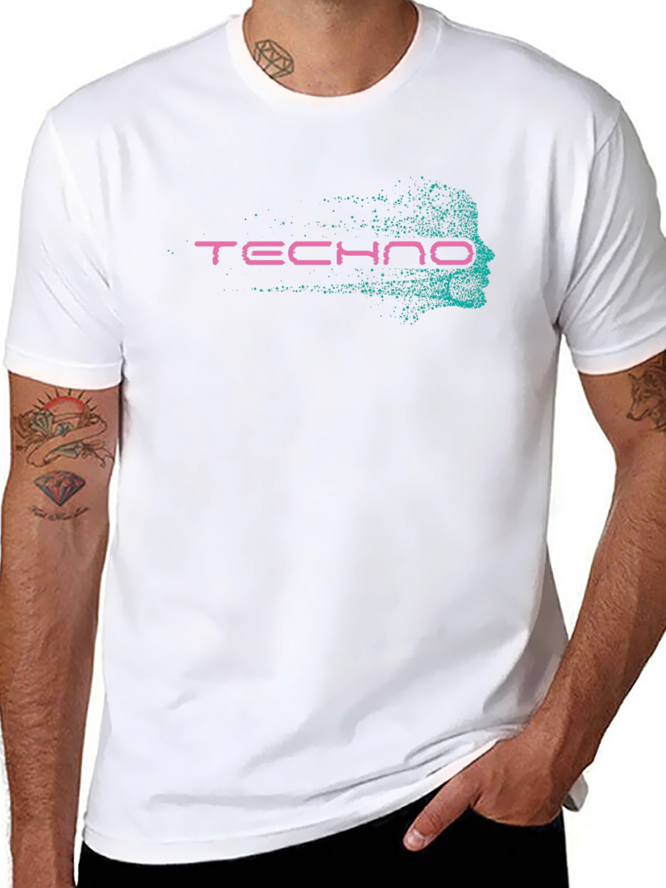 Techno Face Graphic T-Shirt - Black