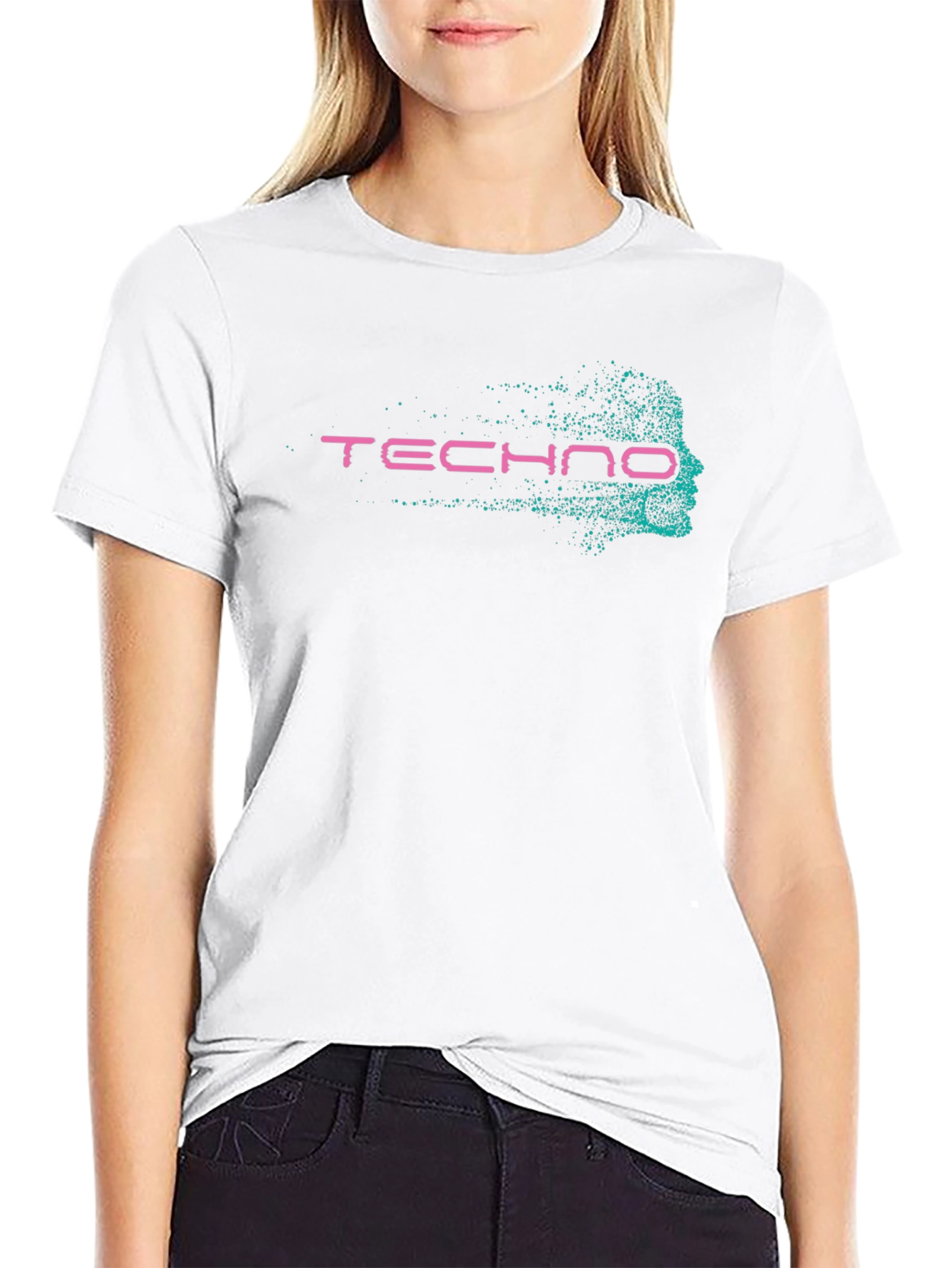 Techno Face Graphic T-Shirt - Black