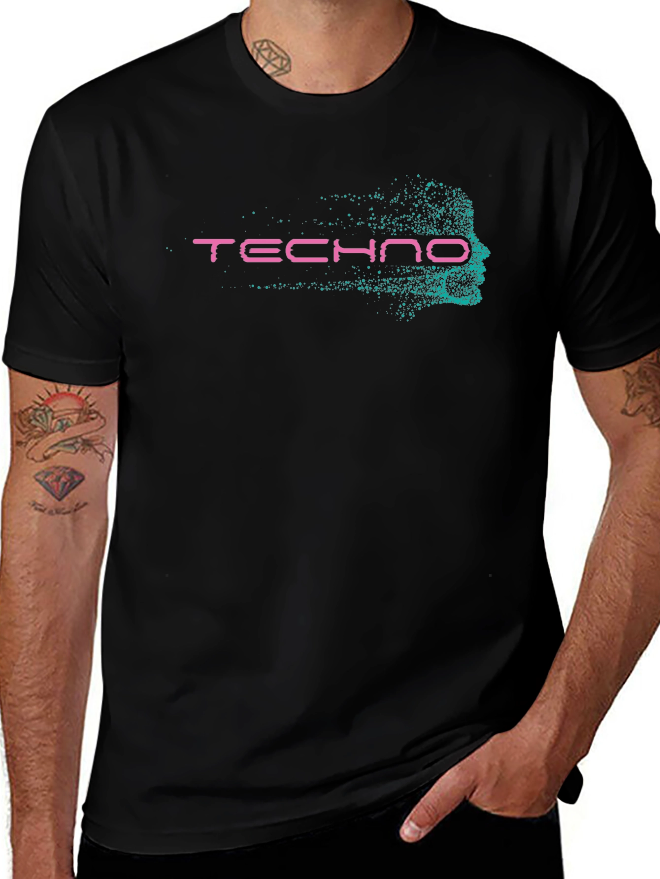 Techno Face Graphic T-Shirt - Black
