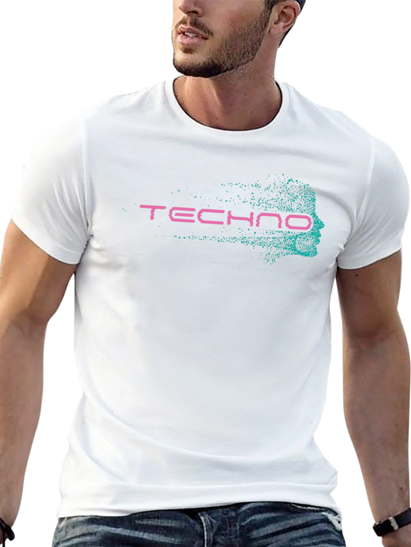 Techno Face Graphic T-Shirt - Black
