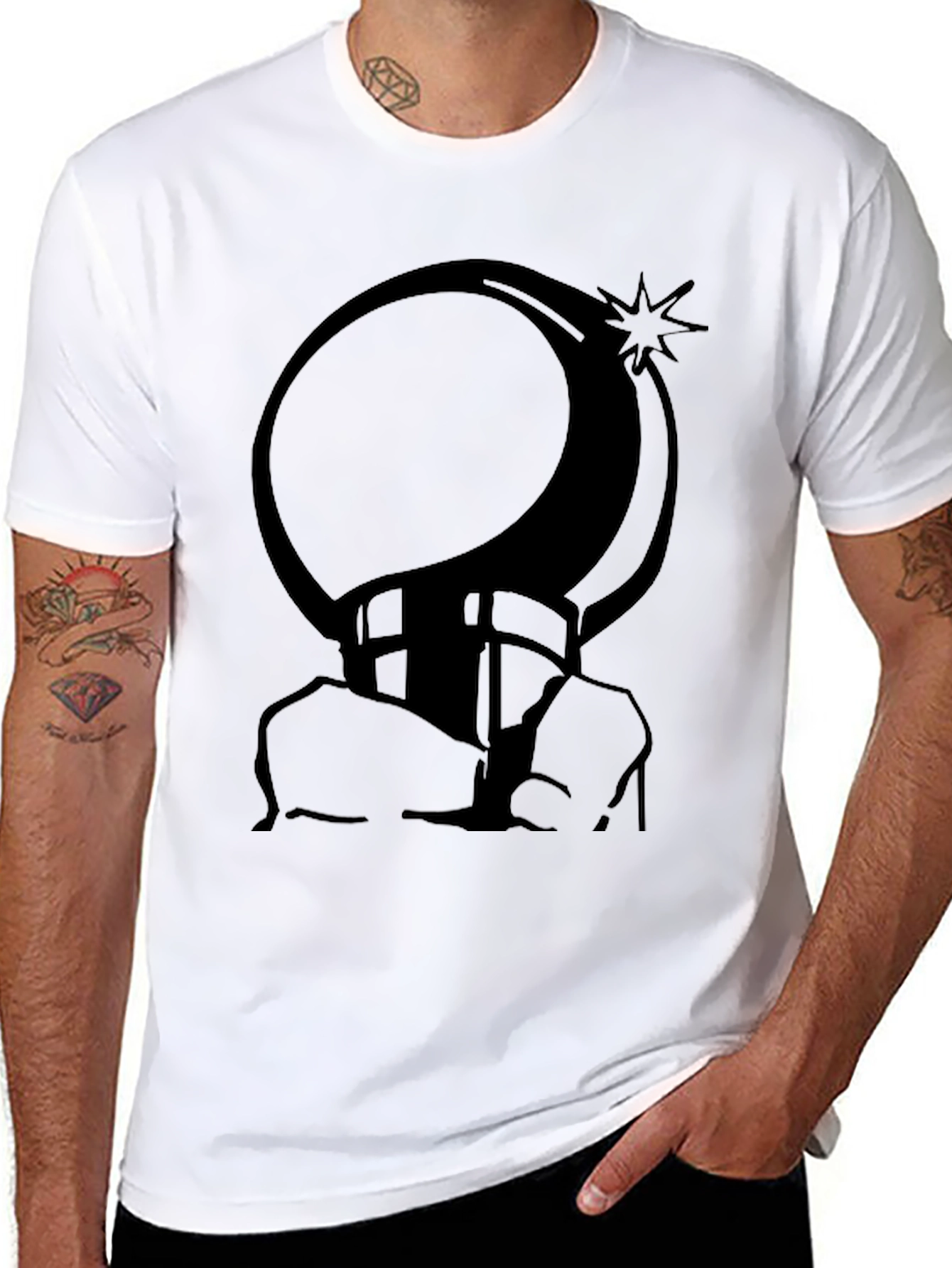 Black Cartoon Bomb Graphic T-Shirt