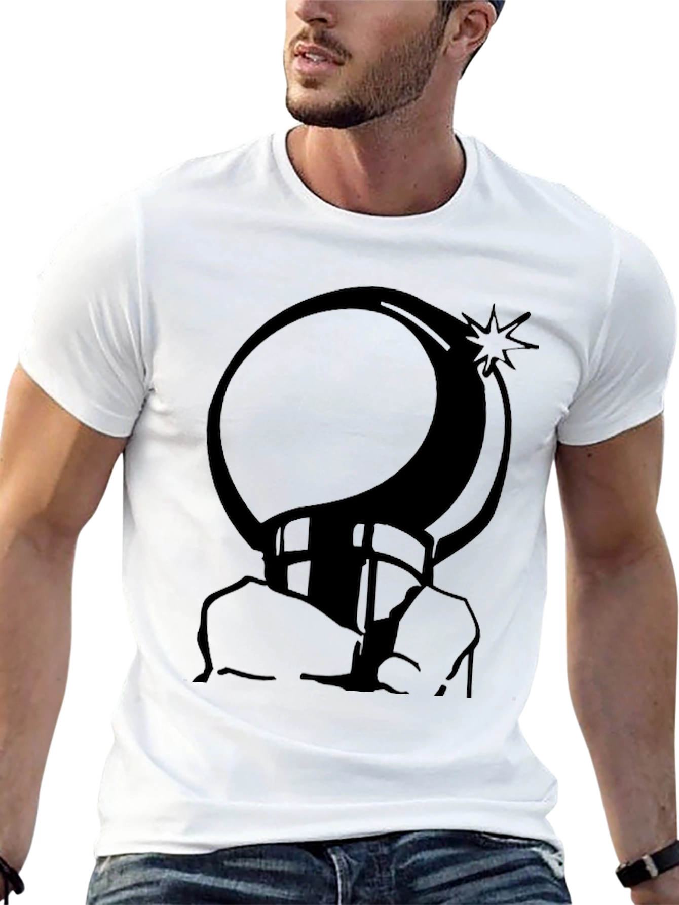 Black Cartoon Bomb Graphic T-Shirt