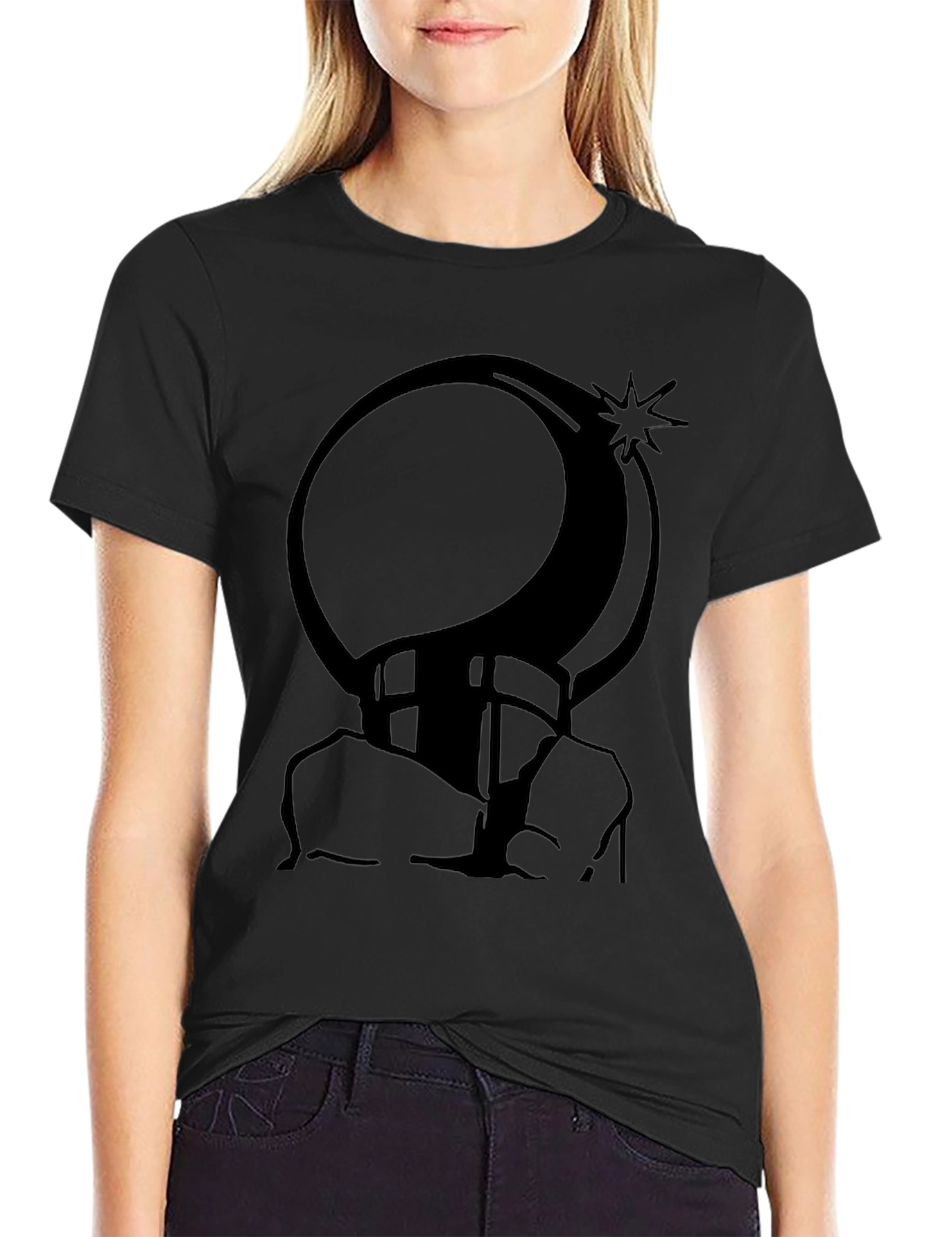 Black Cartoon Bomb Graphic T-Shirt