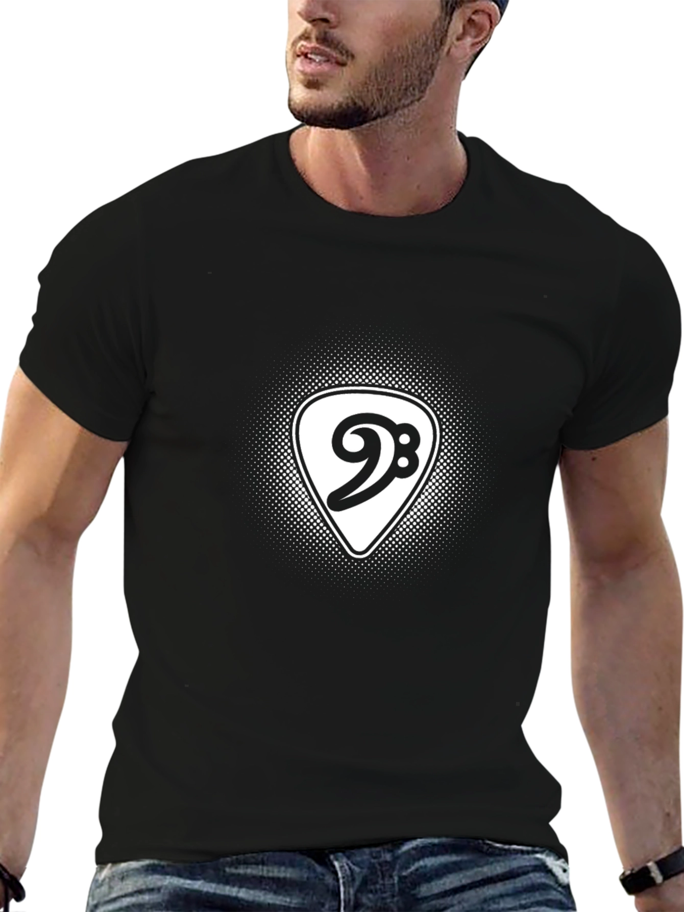 Bass Clef Guitar Pick T-Shirt - Music Lover Tee