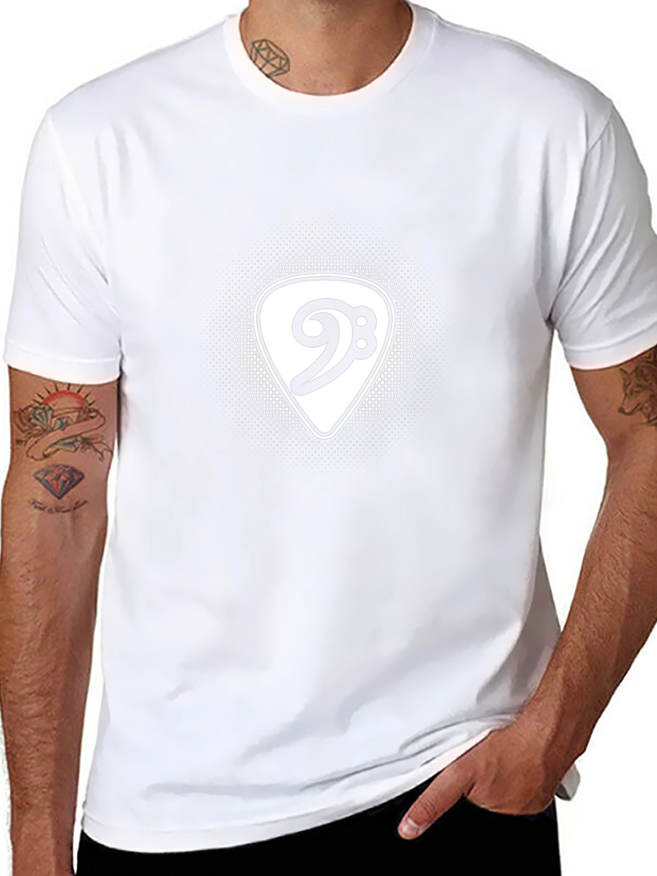Bass Clef Guitar Pick T-Shirt - Music Lover Tee