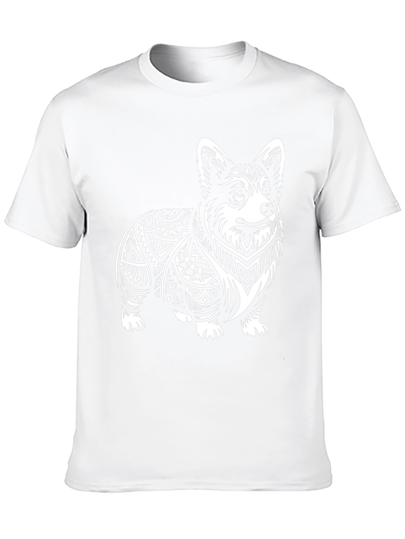 Corgi Tribal Tattoo Style Black T-Shirt