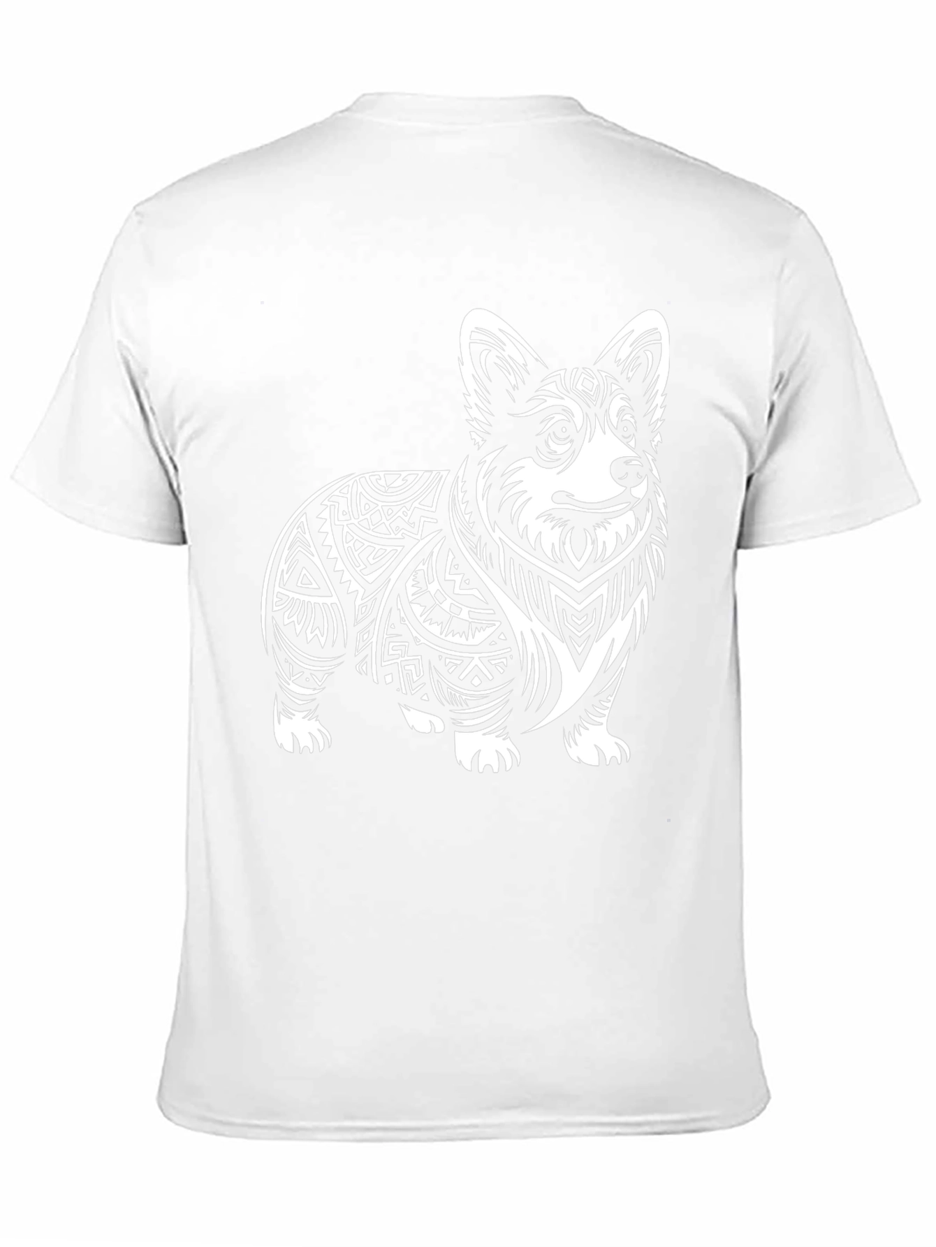 Corgi Tribal Tattoo Style Black T-Shirt