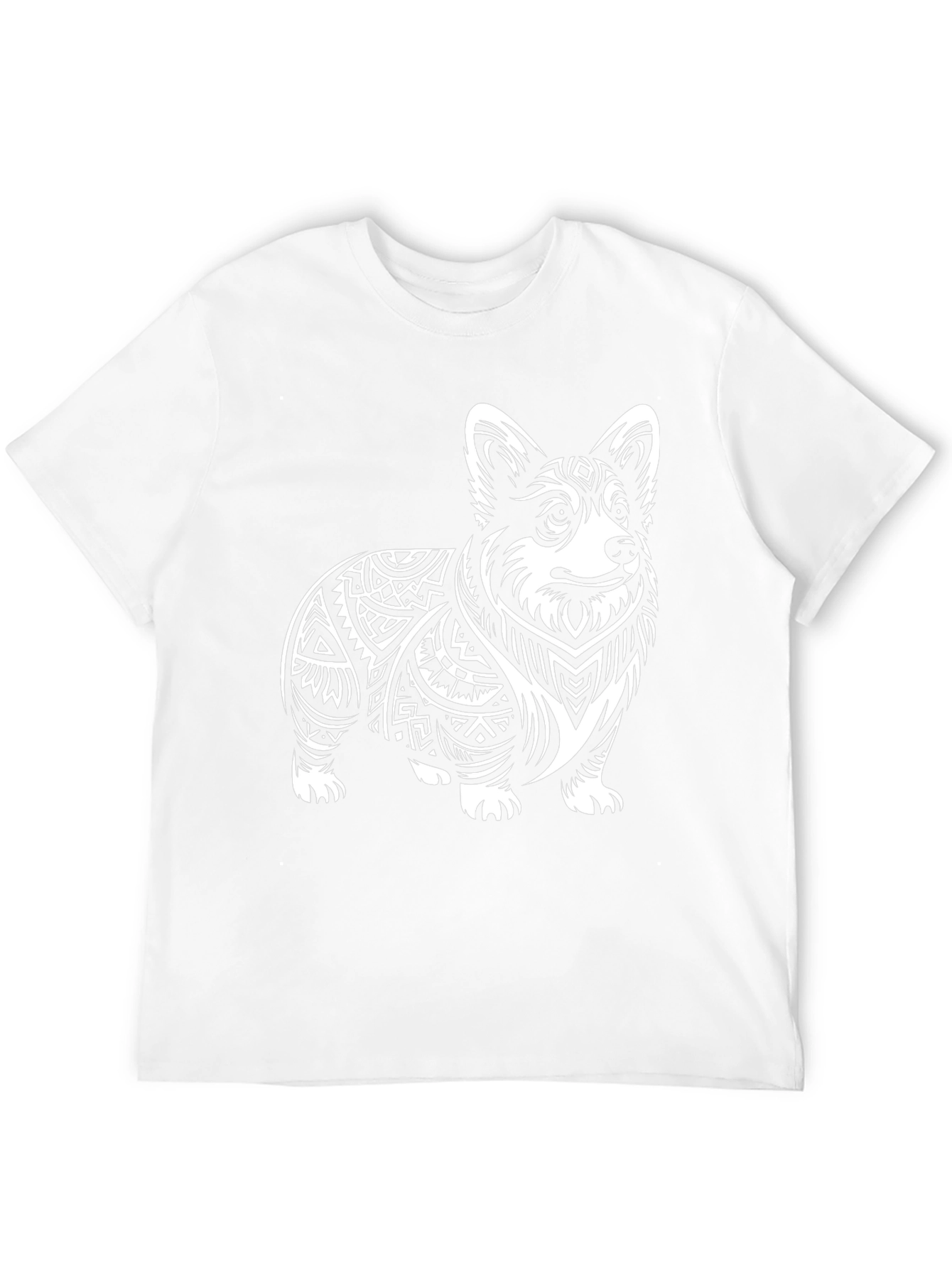 Corgi Tribal Tattoo Style Black T-Shirt
