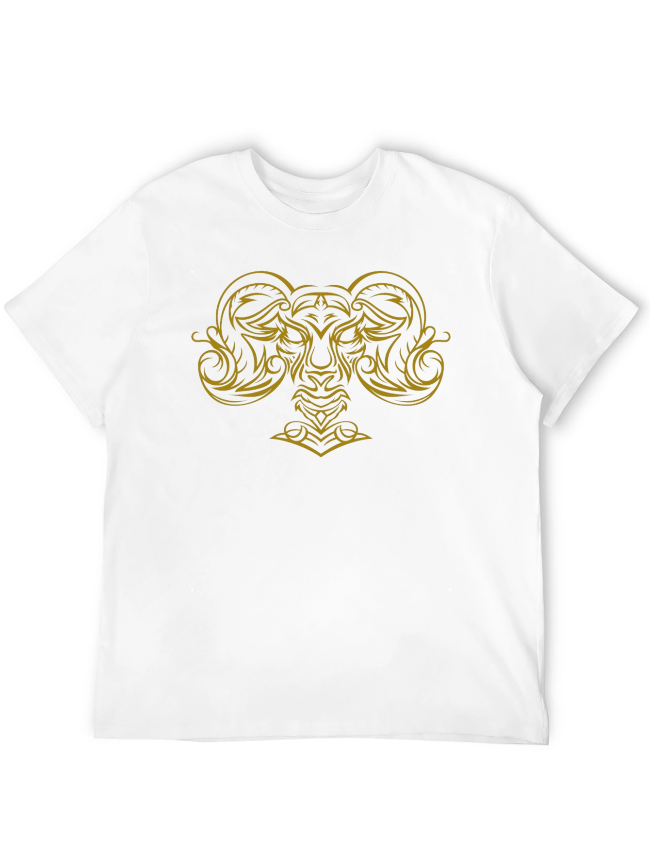 Tribal Ram Graphic Tee - Black Cotton T-Shirt