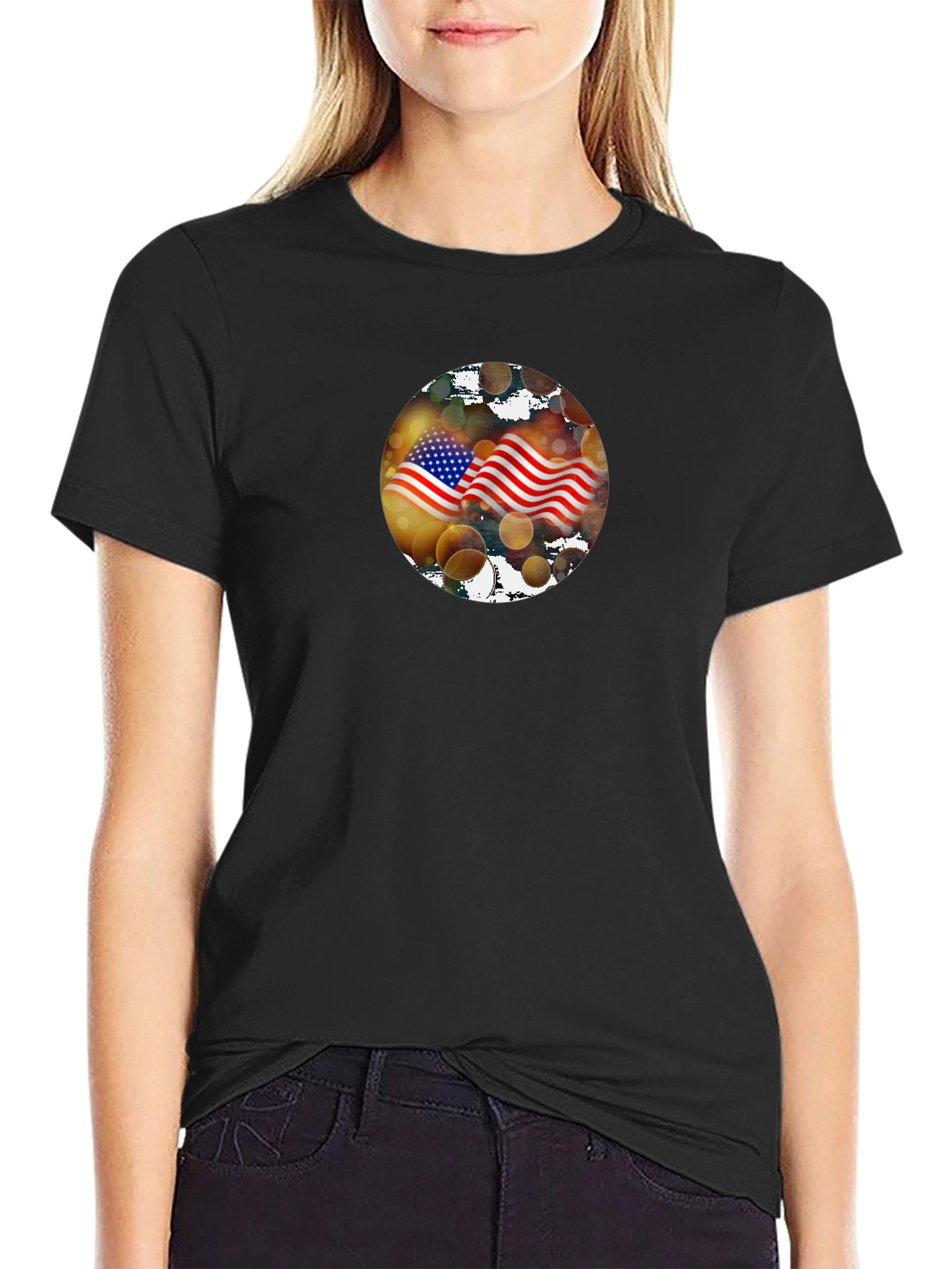American Flag Graphic Black T-Shirt
