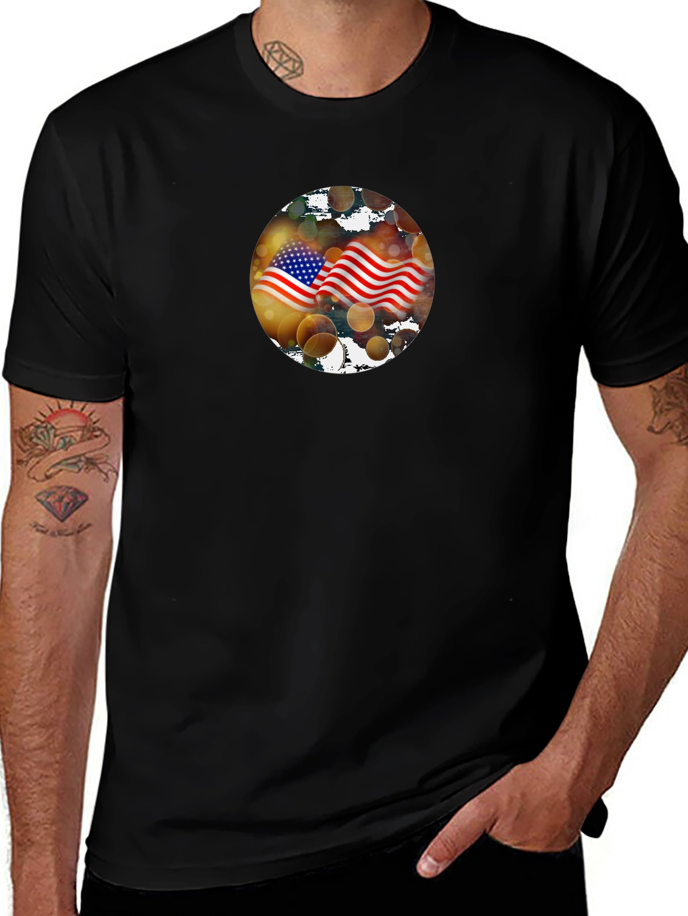 American Flag Graphic Black T-Shirt