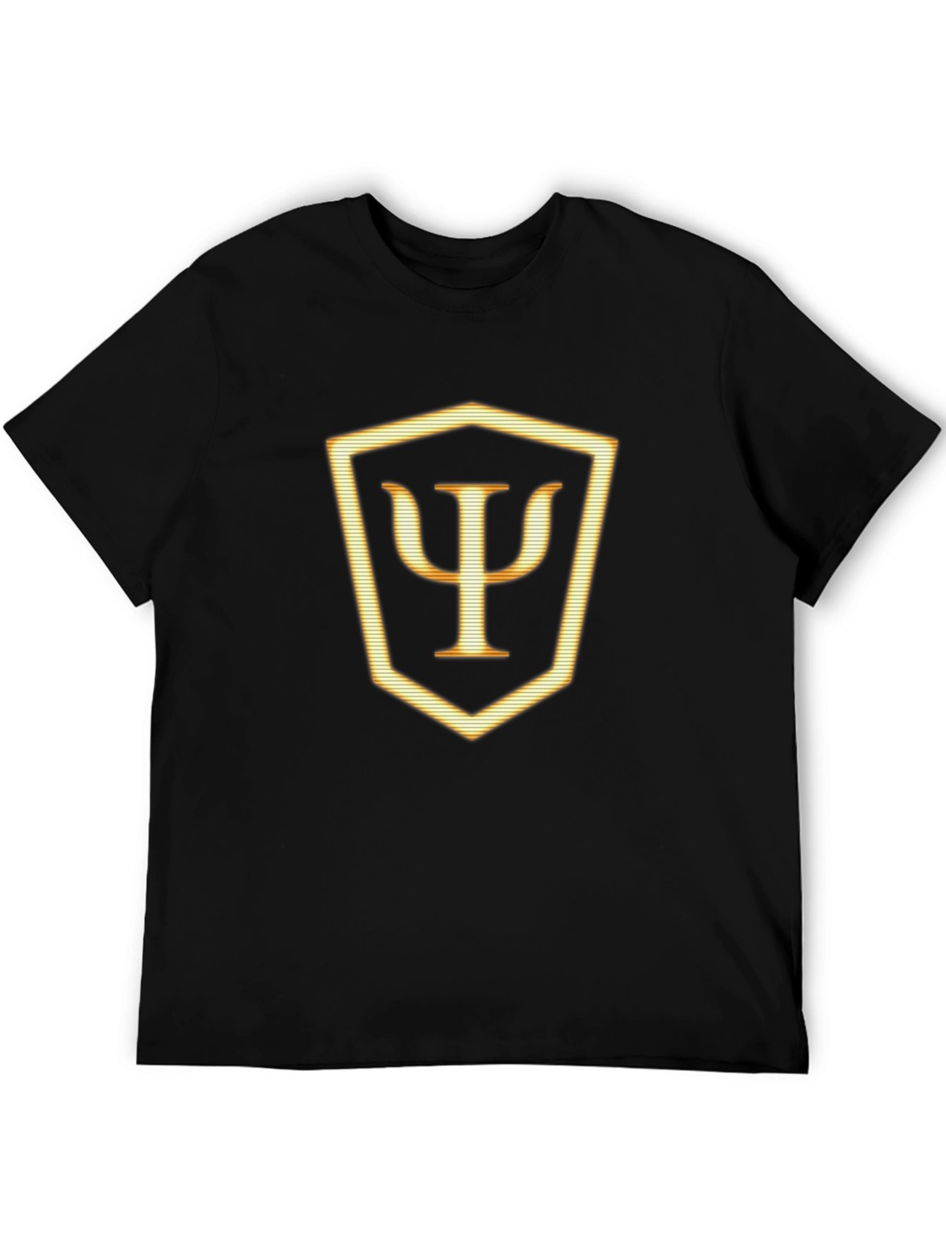 Psi Symbol Shield Graphic Tee - Black Cotton T-Shirt