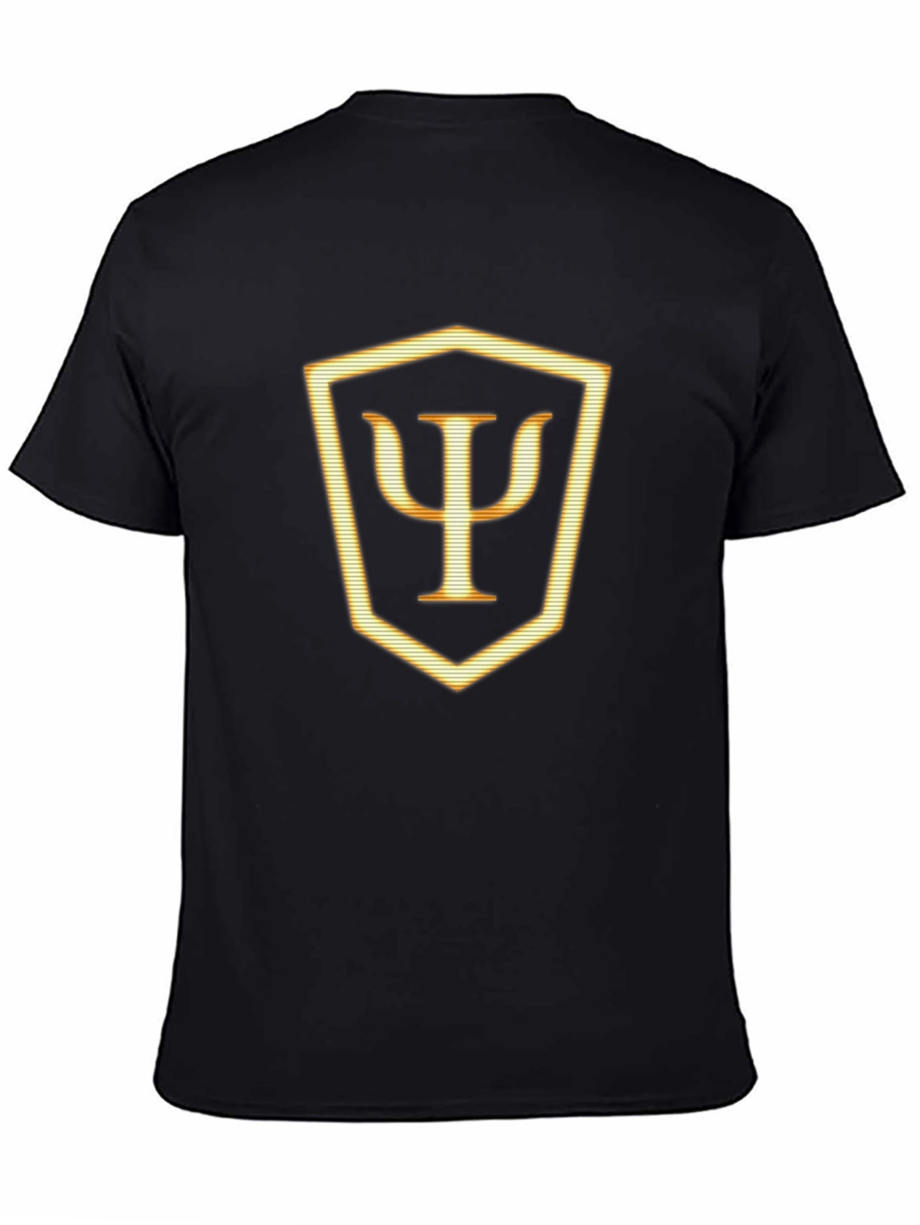 Psi Symbol Shield Graphic Tee - Black Cotton T-Shirt