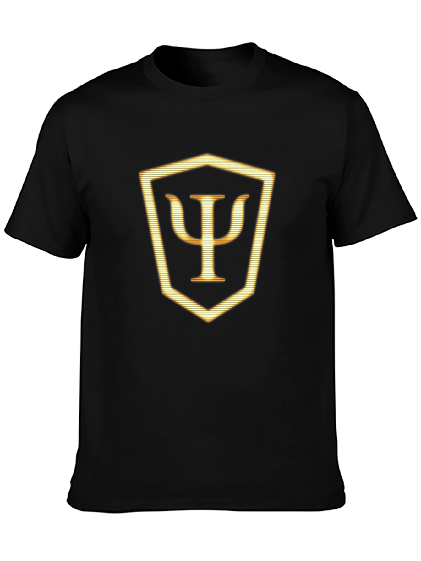 Psi Symbol Shield Graphic Tee - Black Cotton T-Shirt