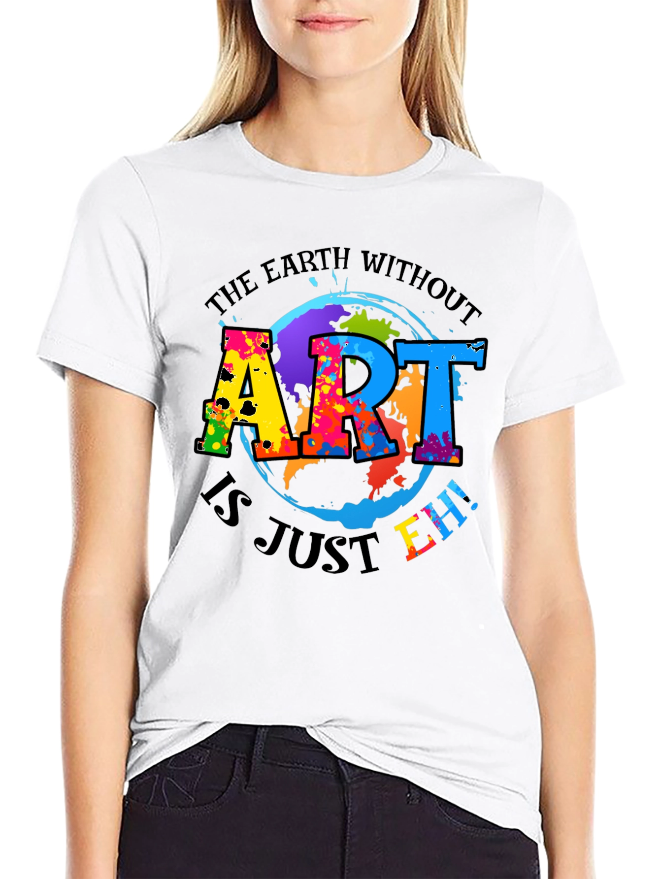 Art Is Just Eh! Black Graphic Tee