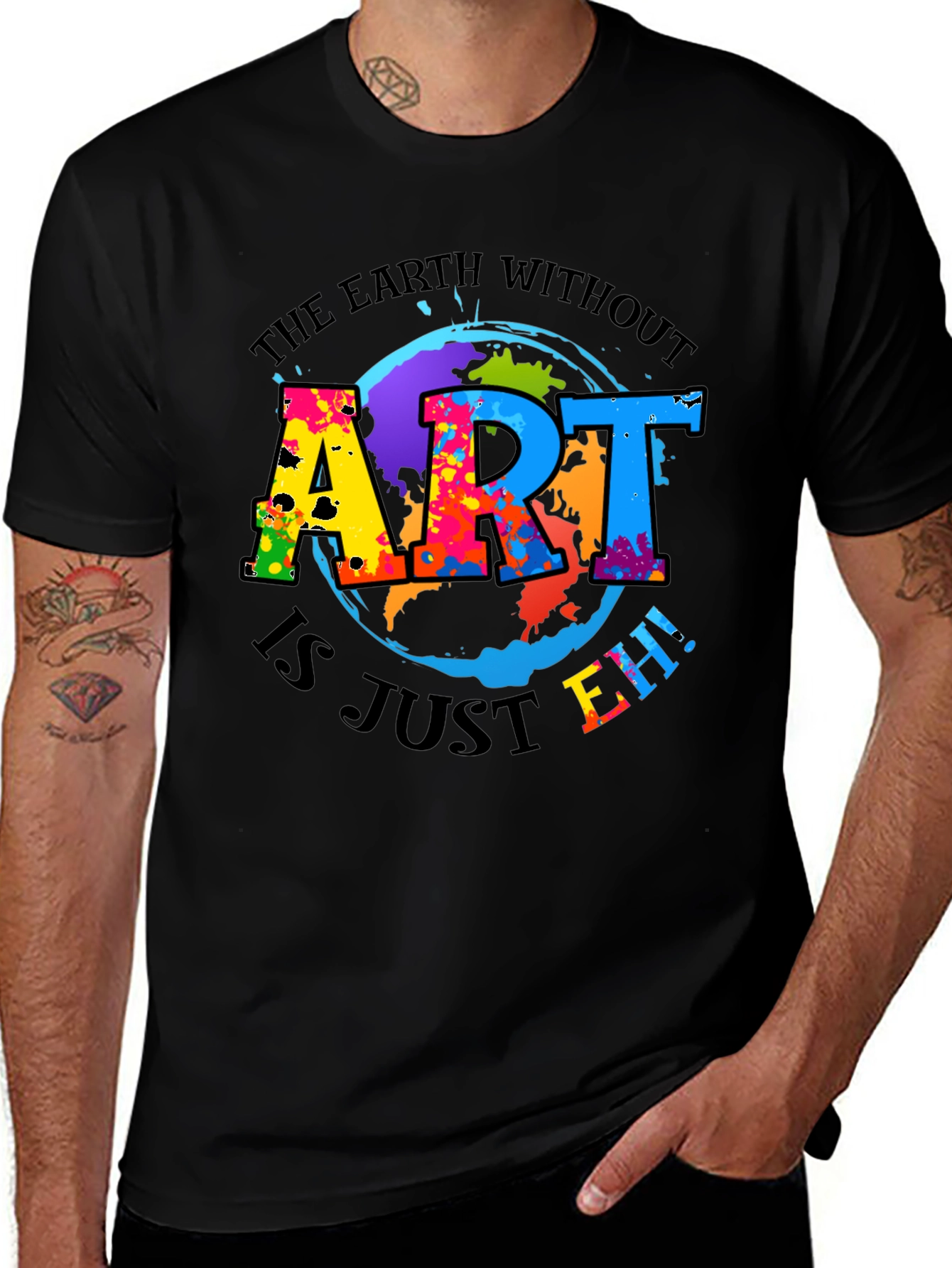 Art Is Just Eh! Black Graphic Tee