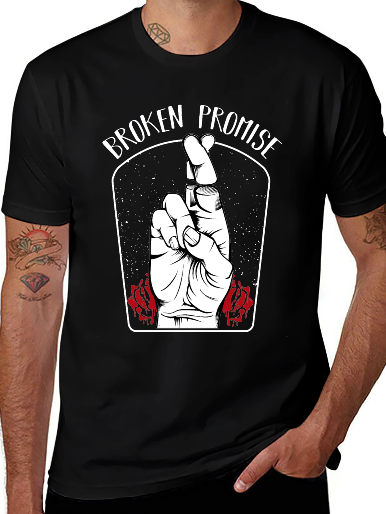 Broken Promise Graphic Print T-Shirt - Black