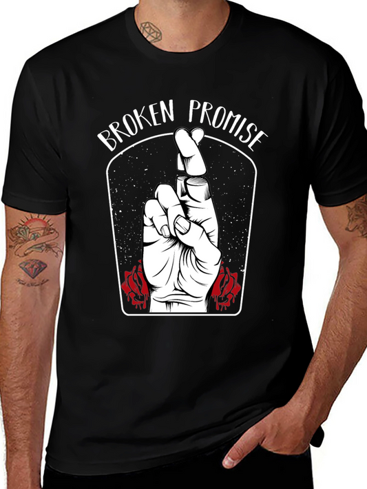 Broken Promise Graphic Print T-Shirt - Black