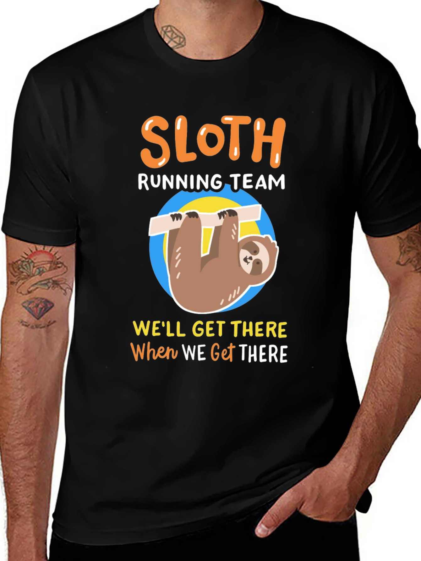 Sloth Running Team Mens T-Shirt - Funny & Relaxed