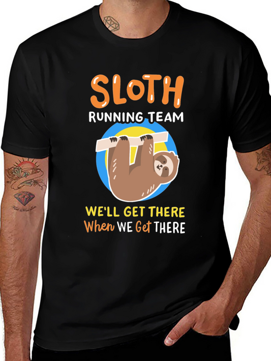 Sloth Running Team Mens T-Shirt - Funny & Relaxed