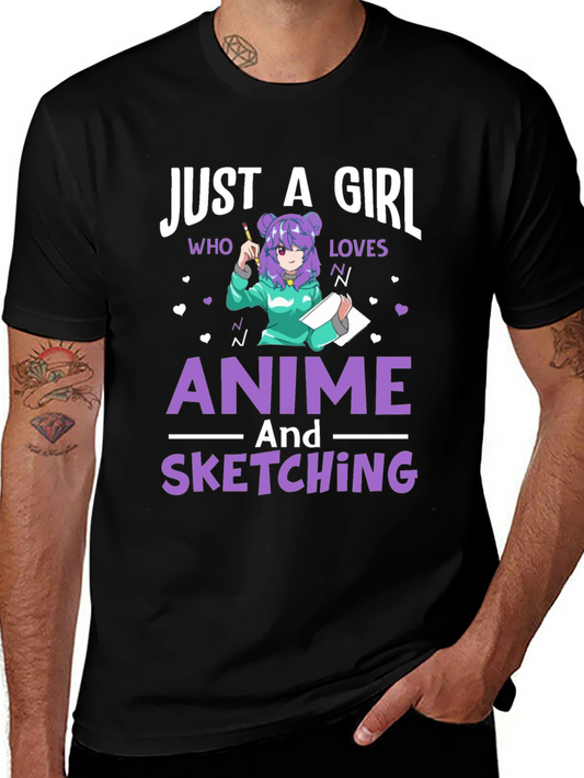 Anime Lovers T-Shirt - Just a Girl Who Loves Anime & Sketching