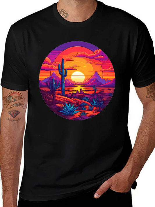 Desert Sunset Graphic Tee - Mens Black T-Shirt