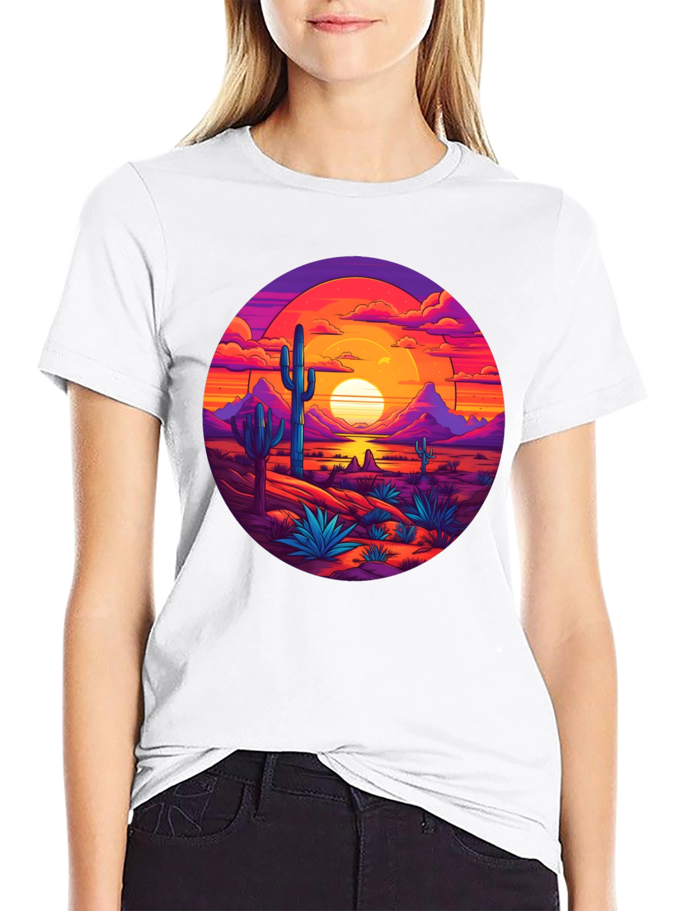Desert Sunset Graphic Tee - Mens Black T-Shirt