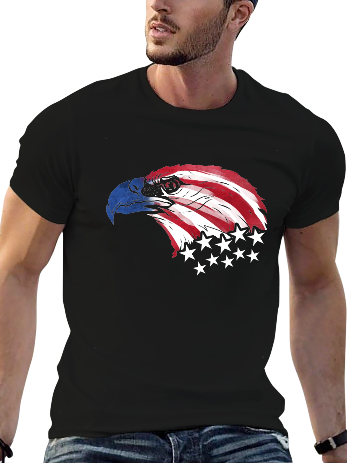 American Eagle Graphic Print Black T-Shirt