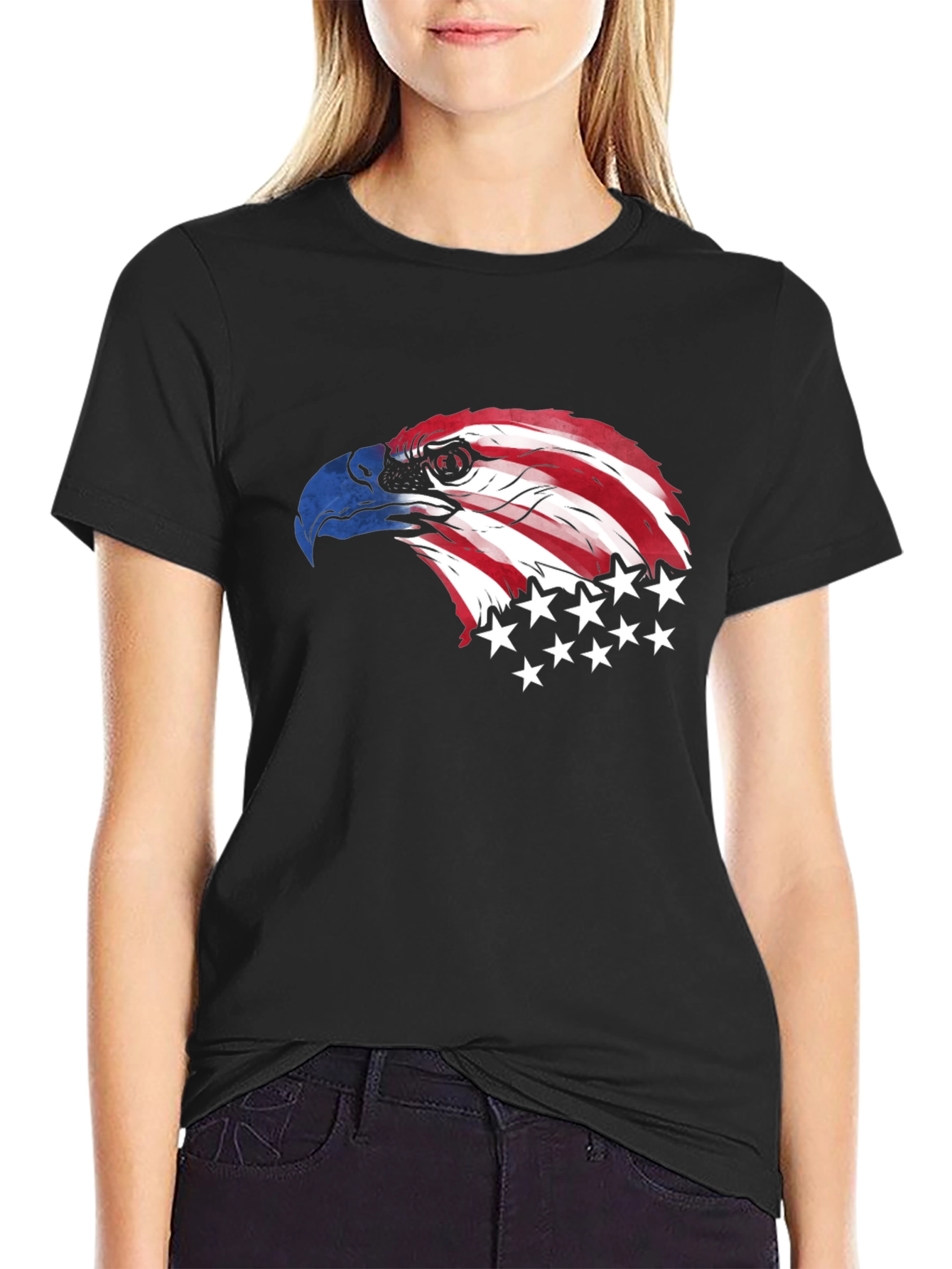 American Eagle Graphic Print Black T-Shirt