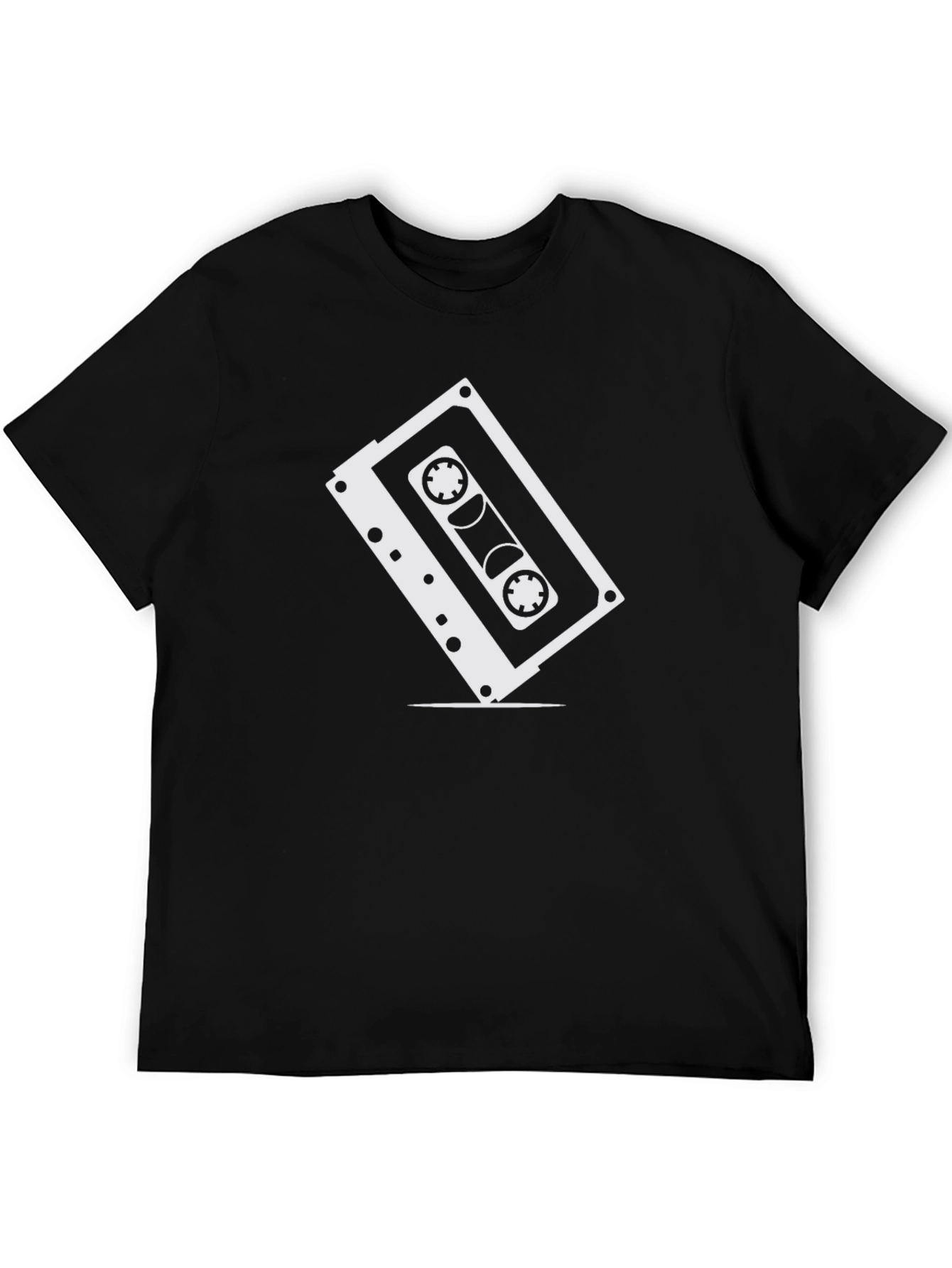 Retro Cassette Tape Graphic Tee - Classic Black Shirt
