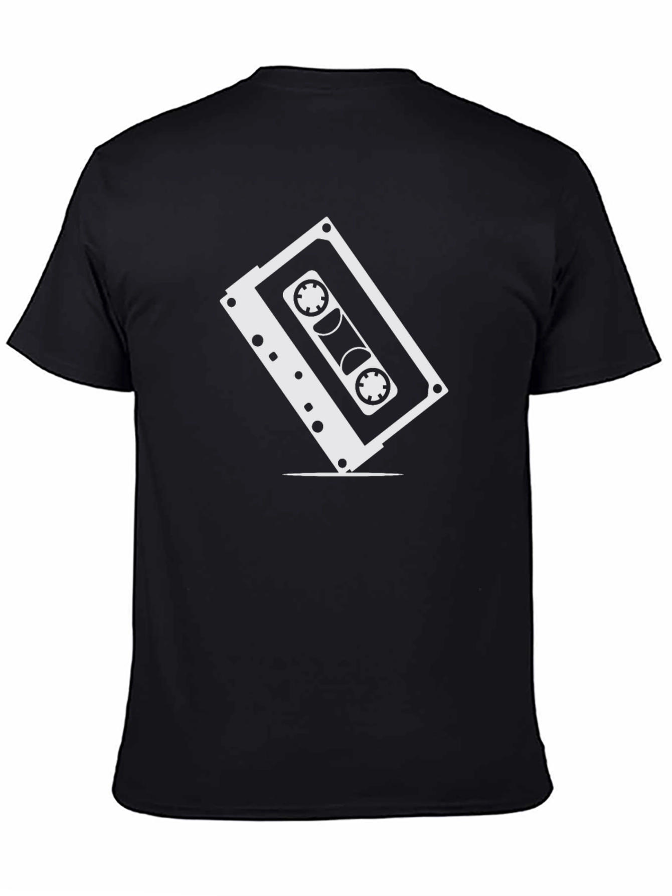Retro Cassette Tape Graphic Tee - Classic Black Shirt