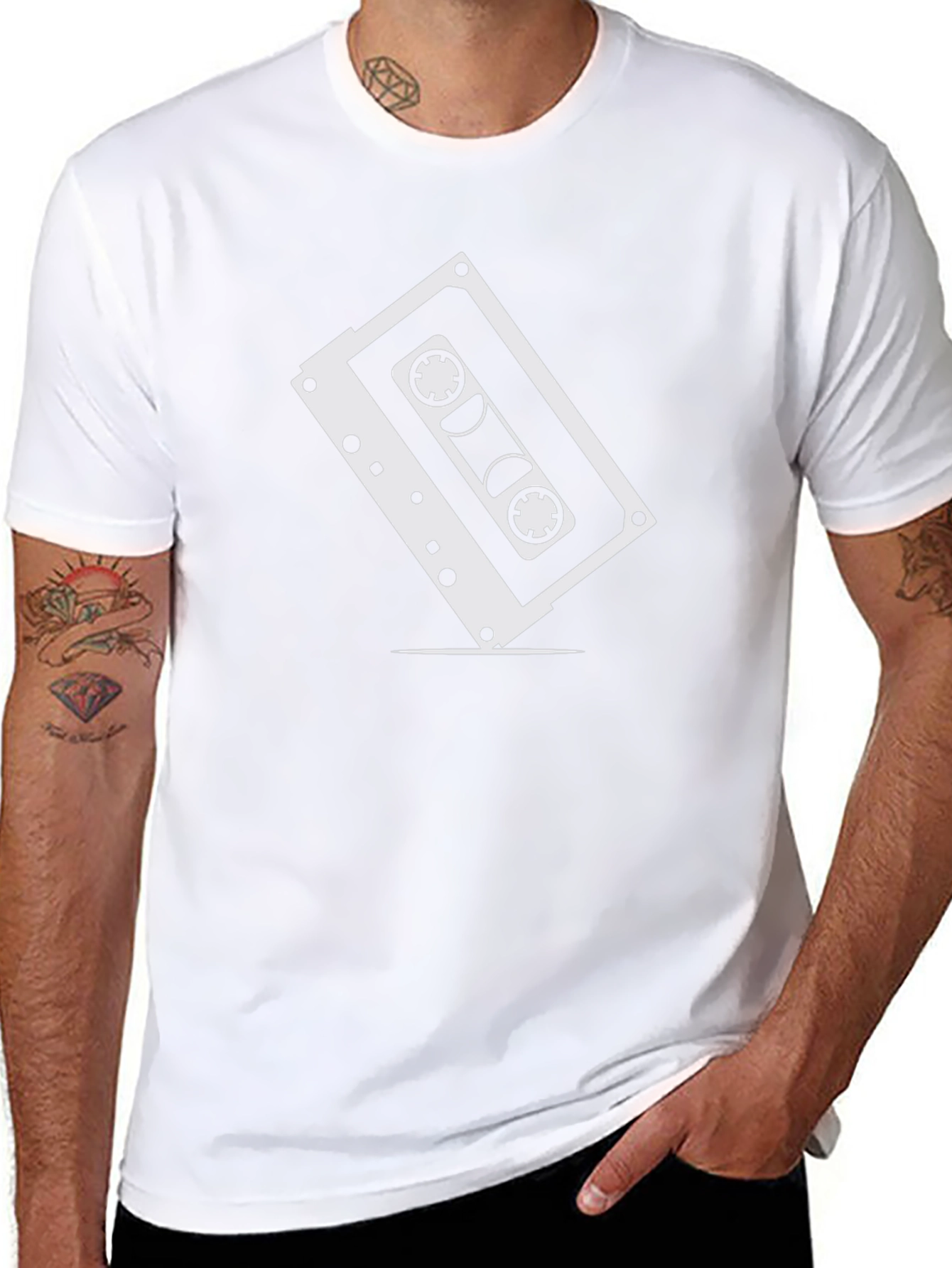 Retro Cassette Tape Graphic Tee - Classic Black Shirt