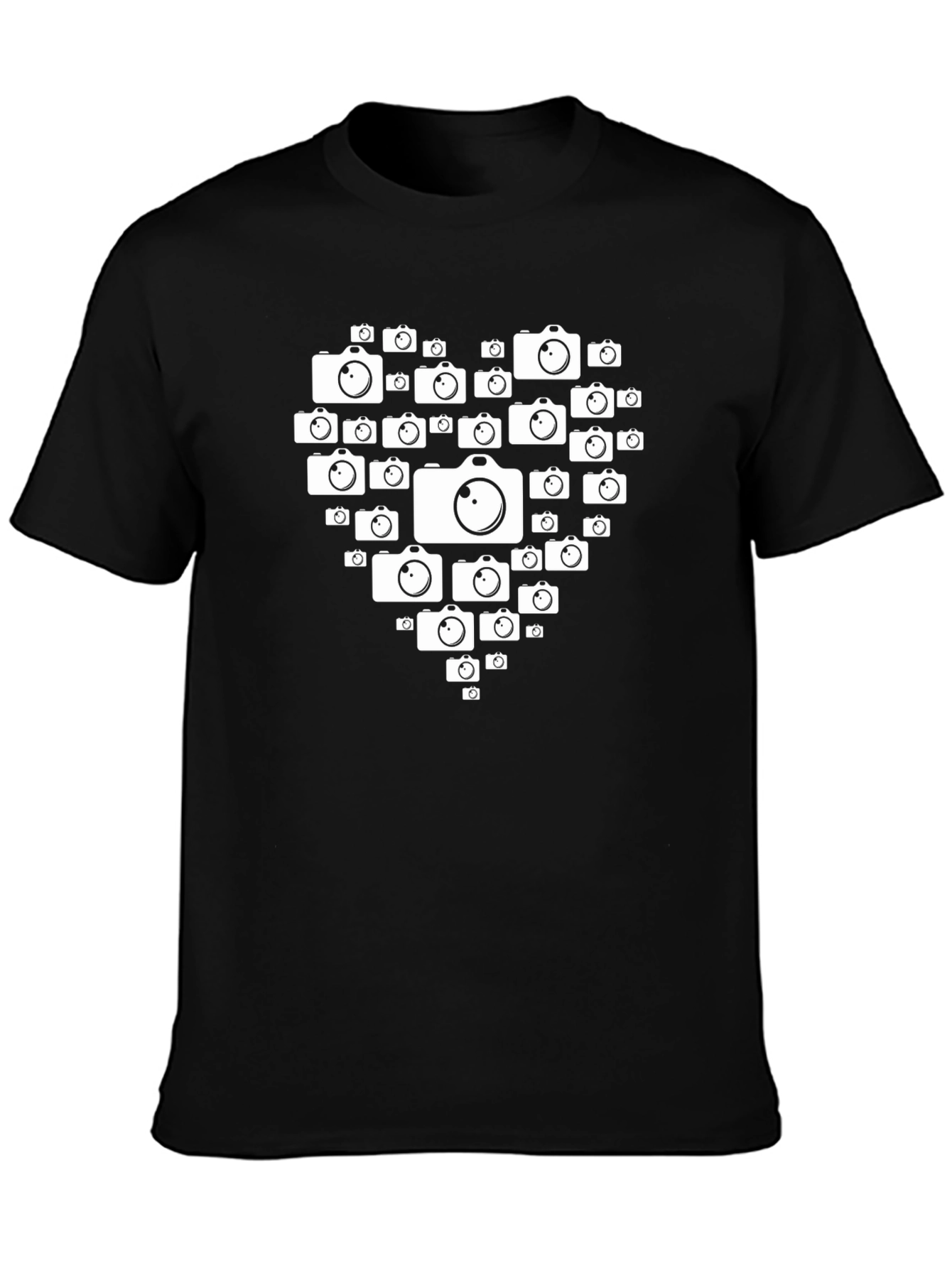 Camera Heart Graphic Black T-Shirt