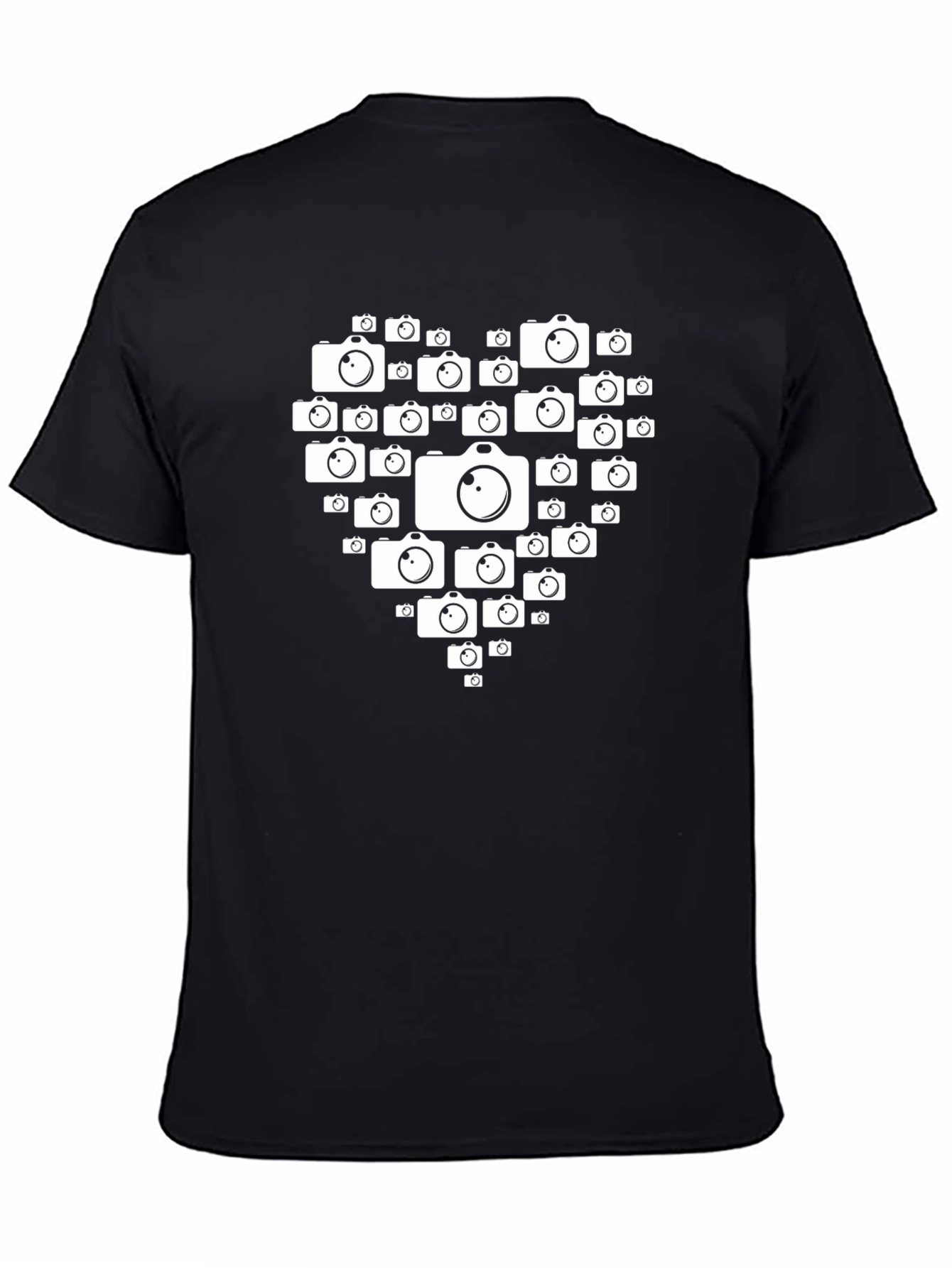 Camera Heart Graphic Black T-Shirt