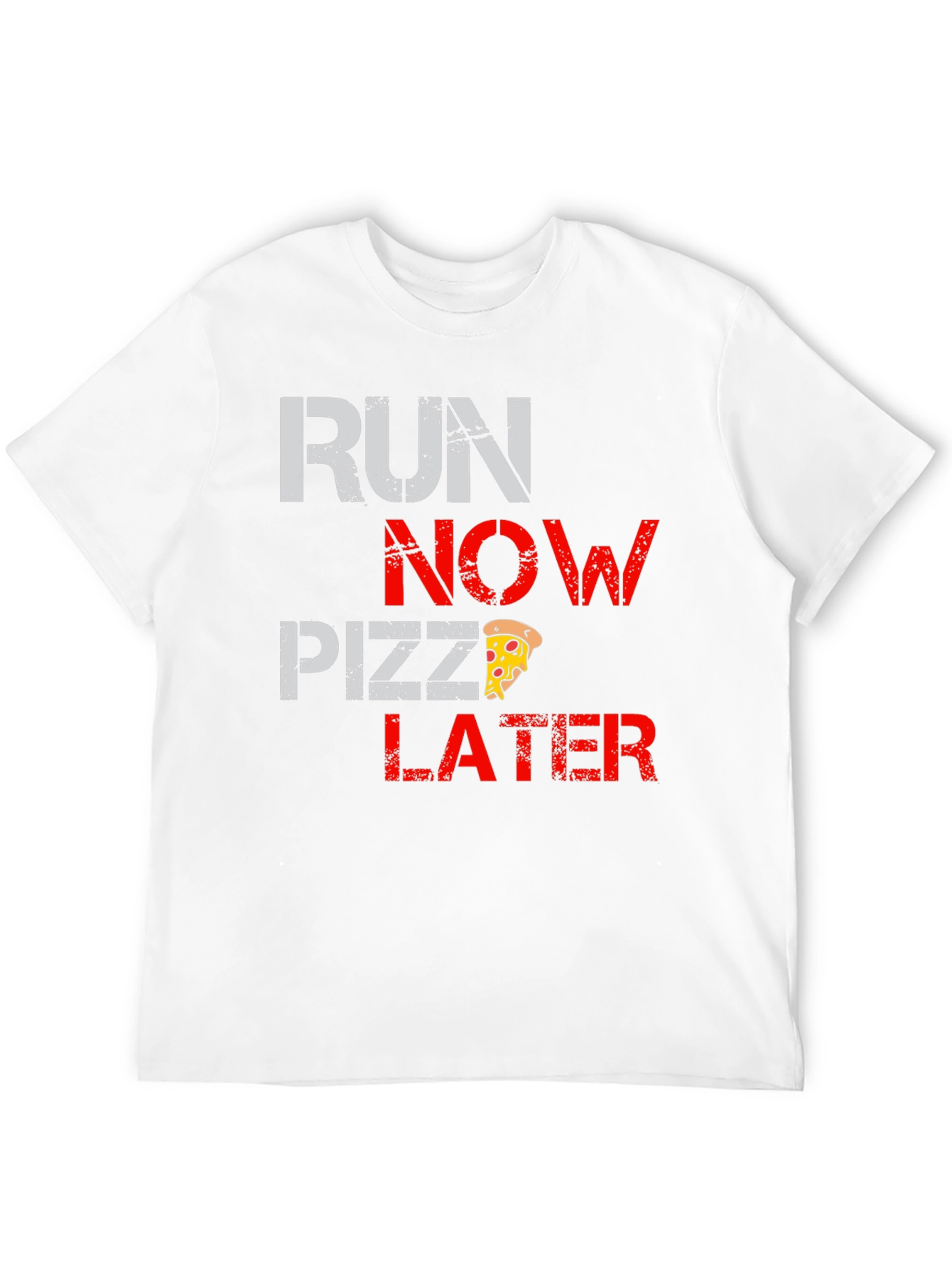 Run Now Pizza Later Black Graphic T-Shirt