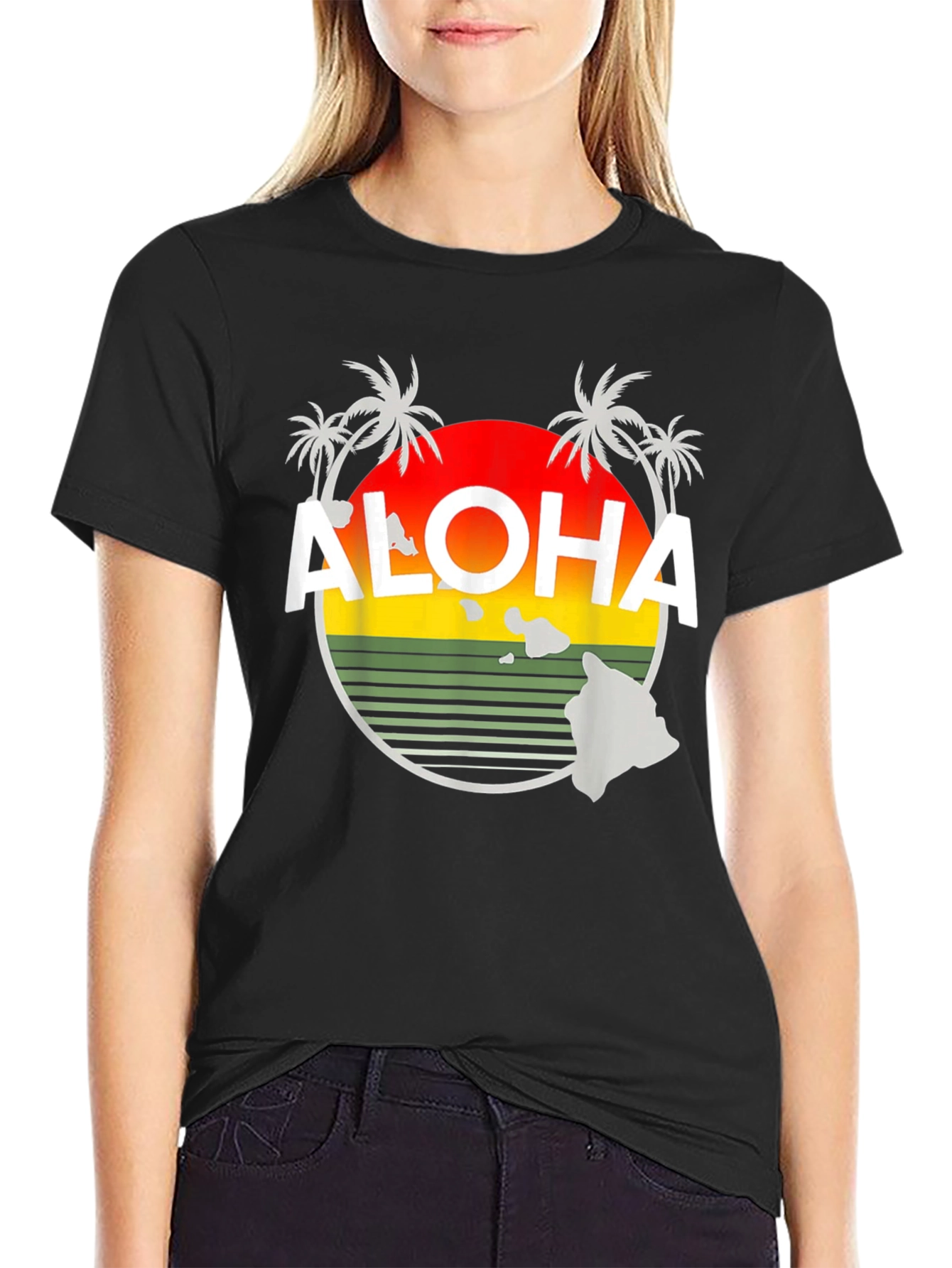 Aloha Hawaii Island Sunset Graphic T-Shirt