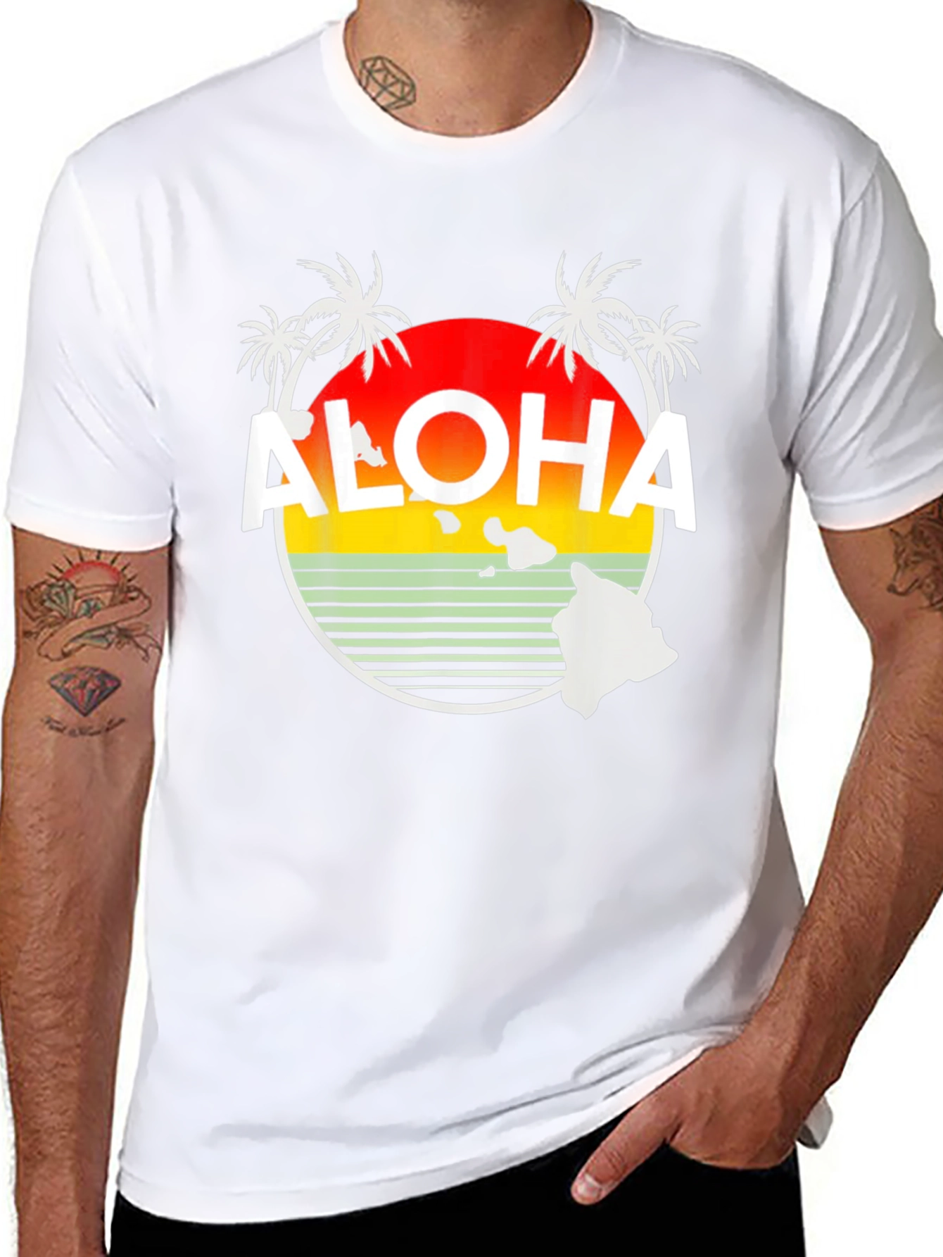Aloha Hawaii Island Sunset Graphic T-Shirt