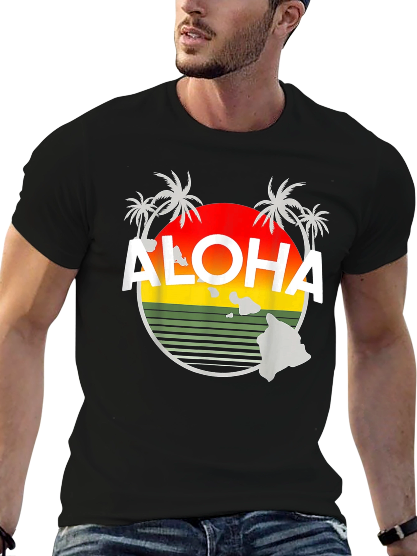 Aloha Hawaii Island Sunset Graphic T-Shirt