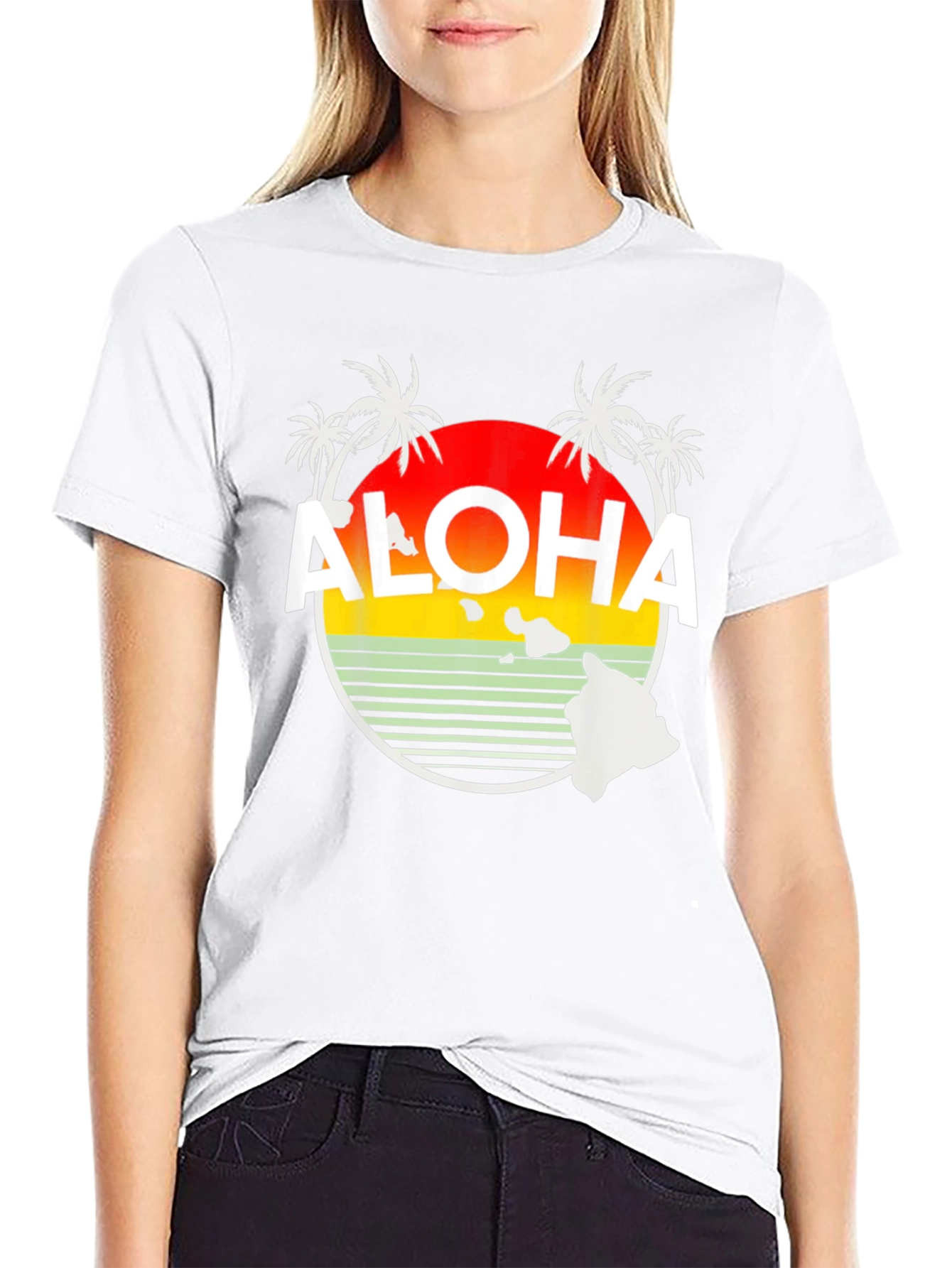 Aloha Hawaii Island Sunset Graphic T-Shirt