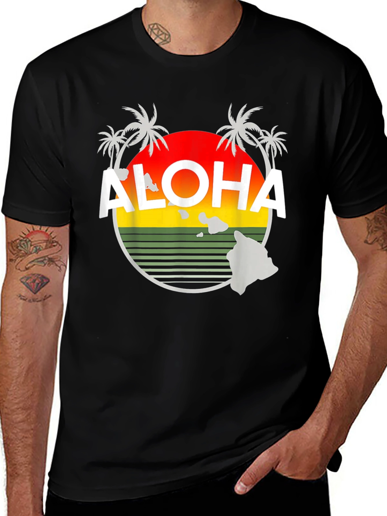 Aloha Hawaii Island Sunset Graphic T-Shirt