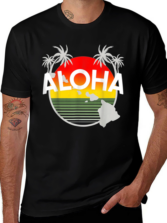 Aloha Hawaii Island Sunset Graphic T-Shirt