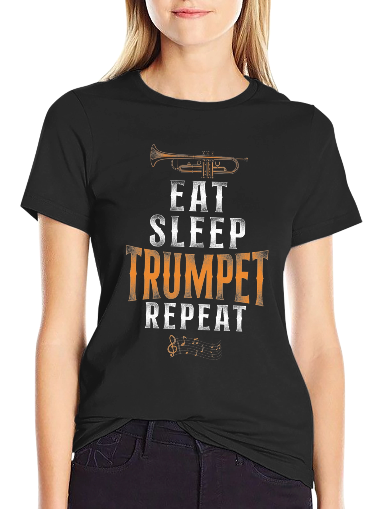 Eat Sleep Trumpet Repeat Graphic Tee