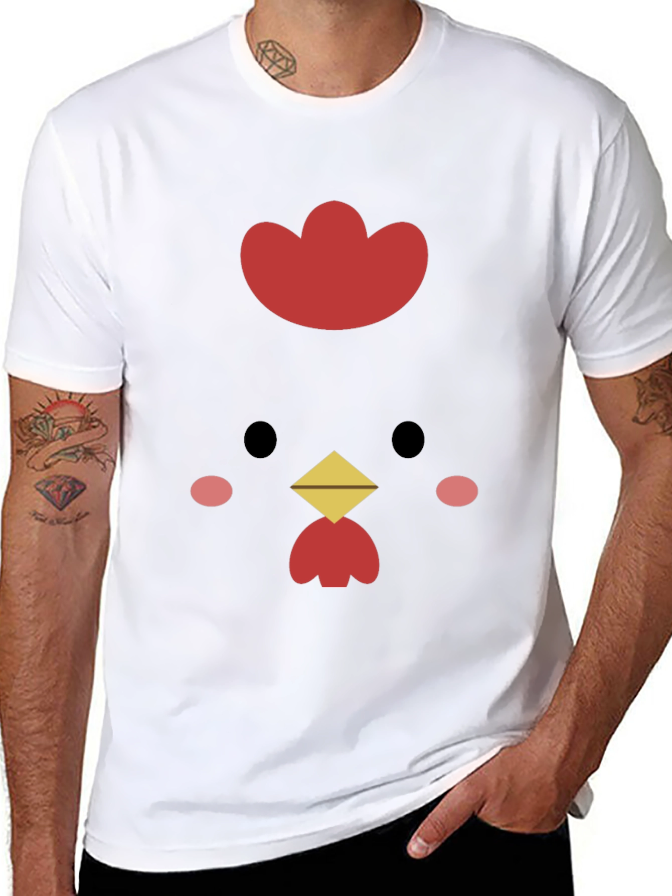 Cute Chicken Graphic Tee - Black