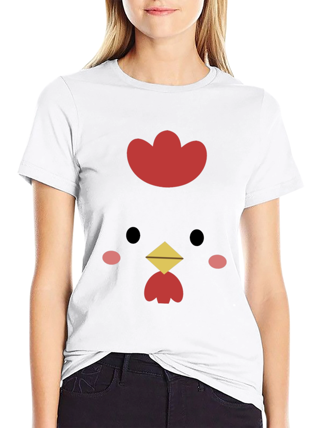 Cute Chicken Graphic Tee - Black